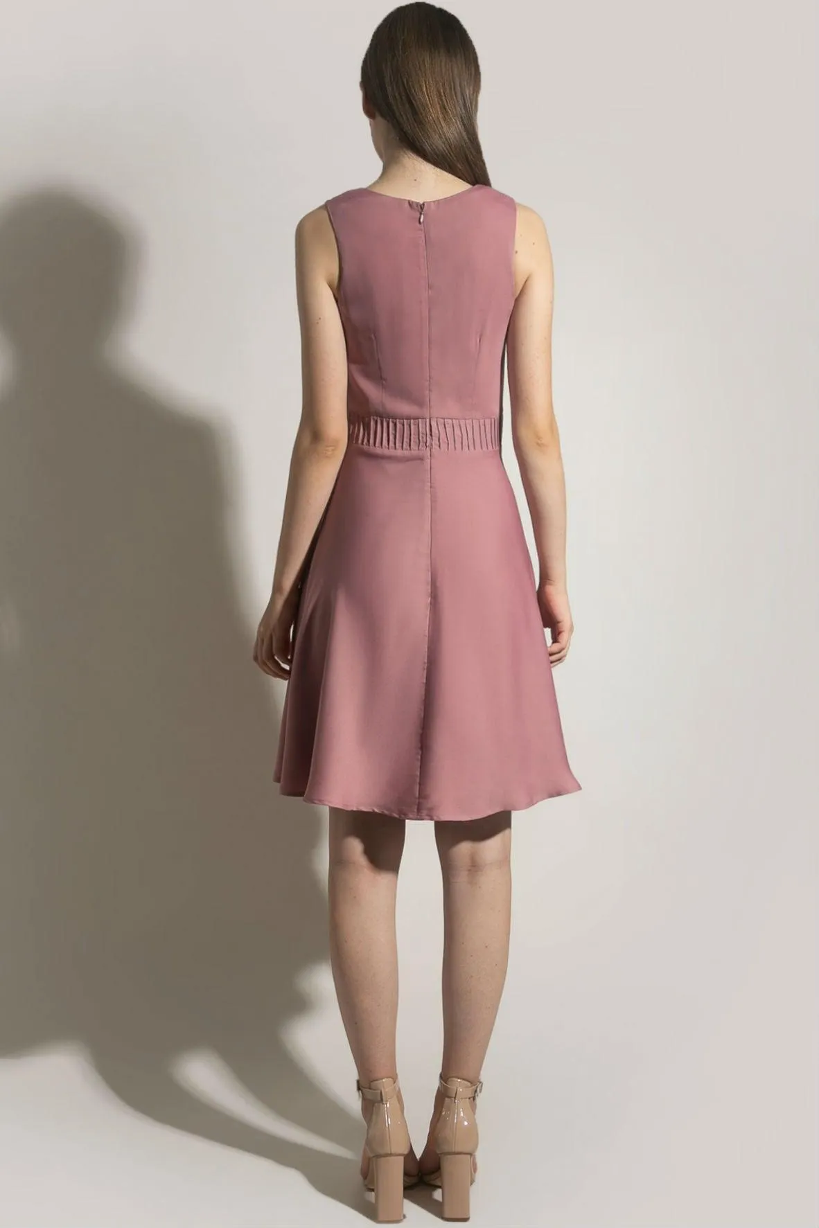 A-line Dress with Ruched Waistband