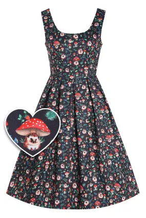 Amanda Hedgehog & Mushroom Flared Dress