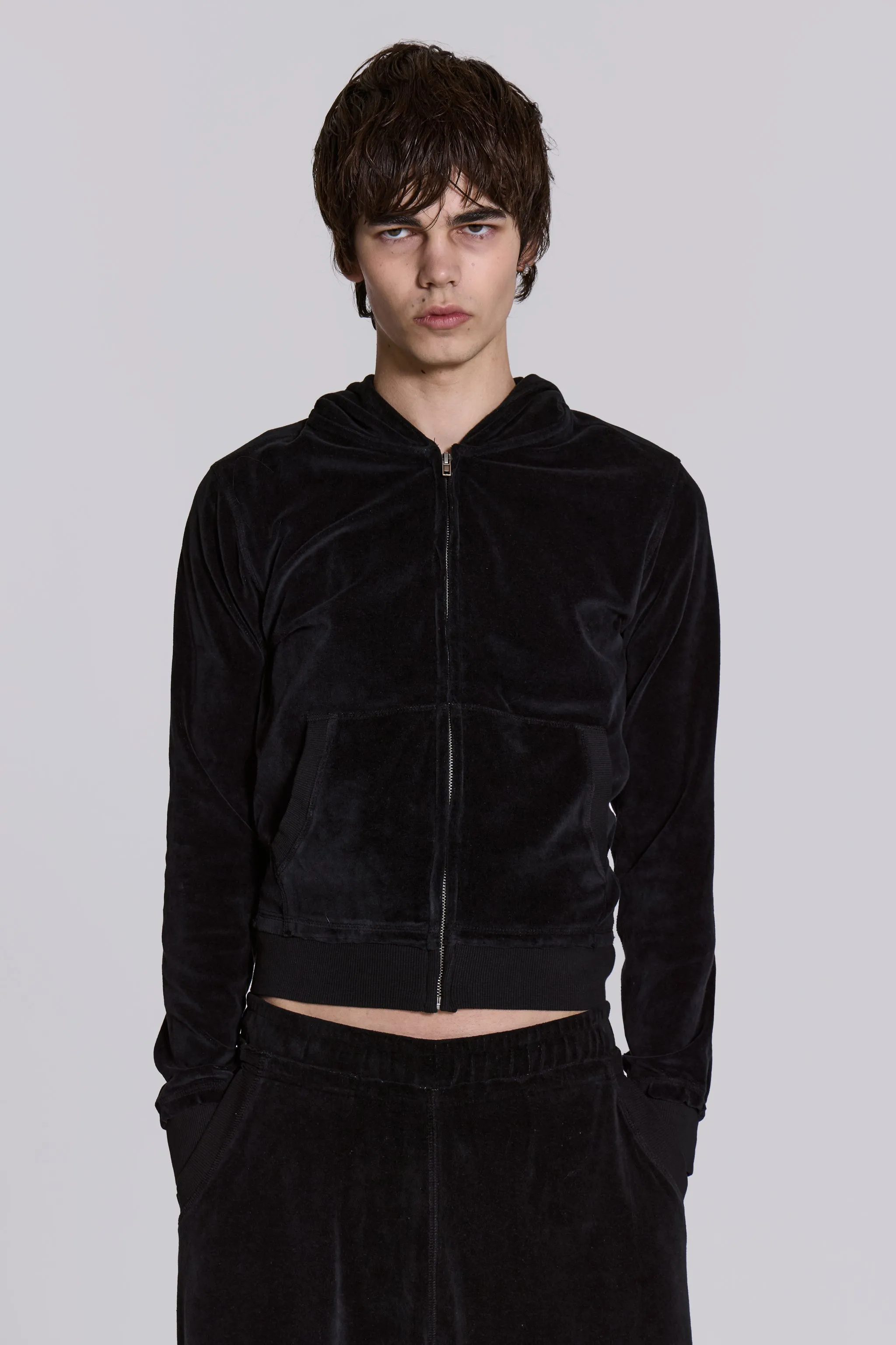 Angel Black Velour Zip Hoodie