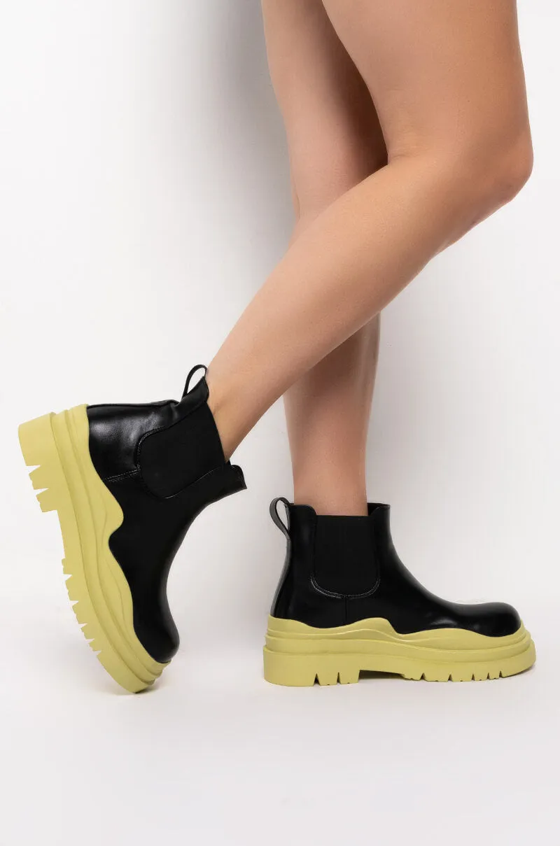 AZALEA WANG KEEP IT UNDERCOVER FLATFORM BOOTIE IN GREEN