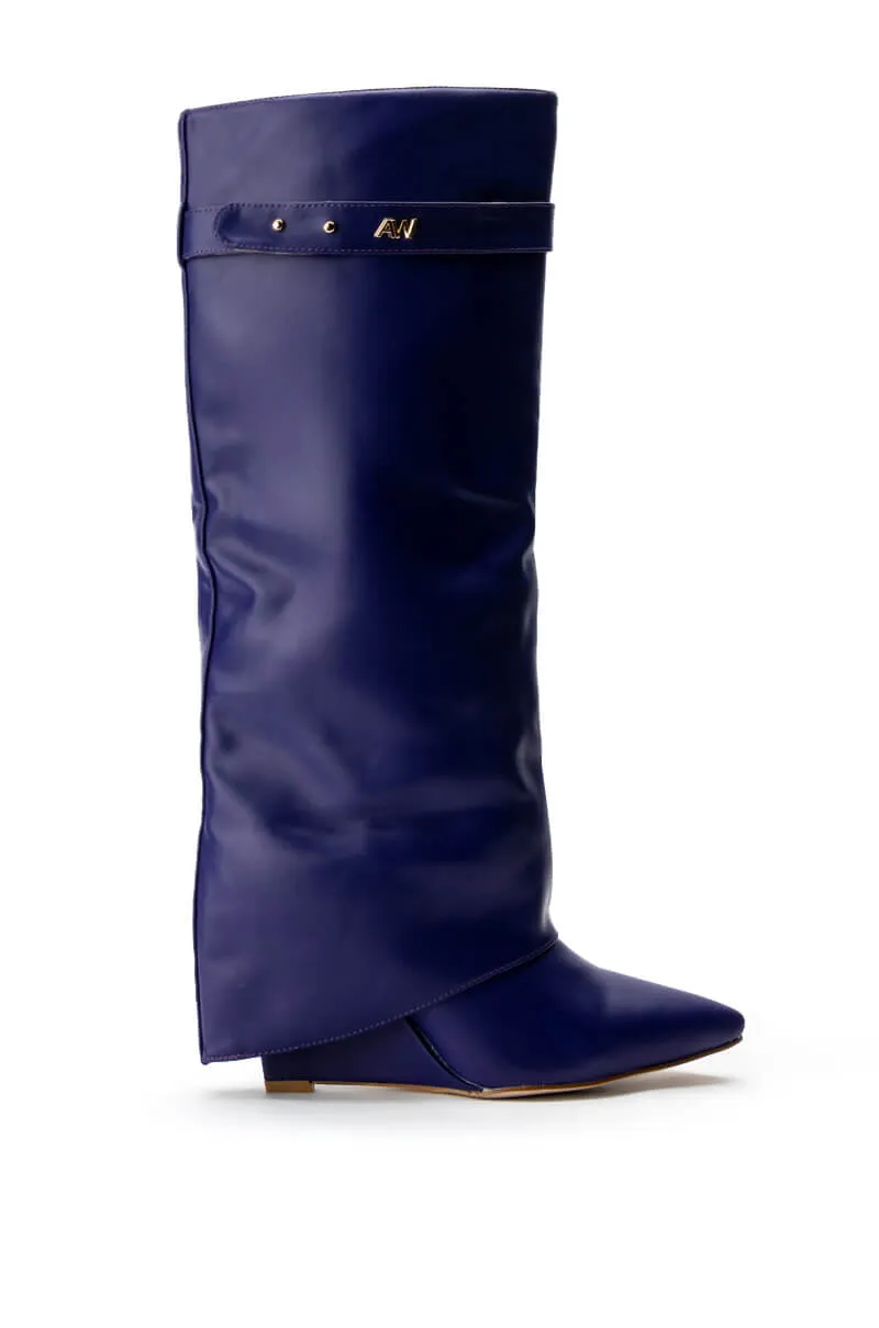 AZALEA WANG MELINA FOLD OVER WEDGE BOOT IN PURPLE