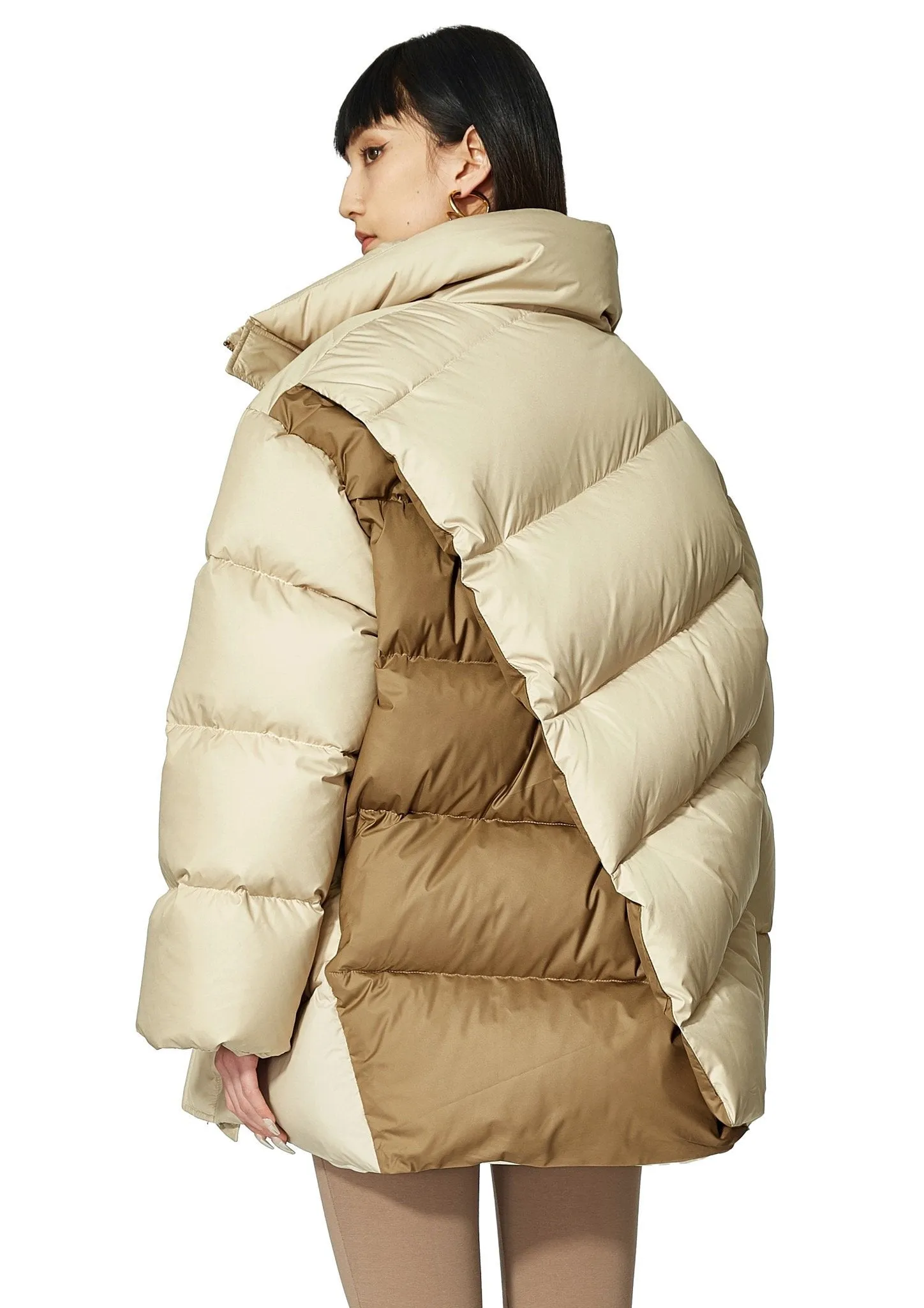 Beige Dislocation Down Jacket