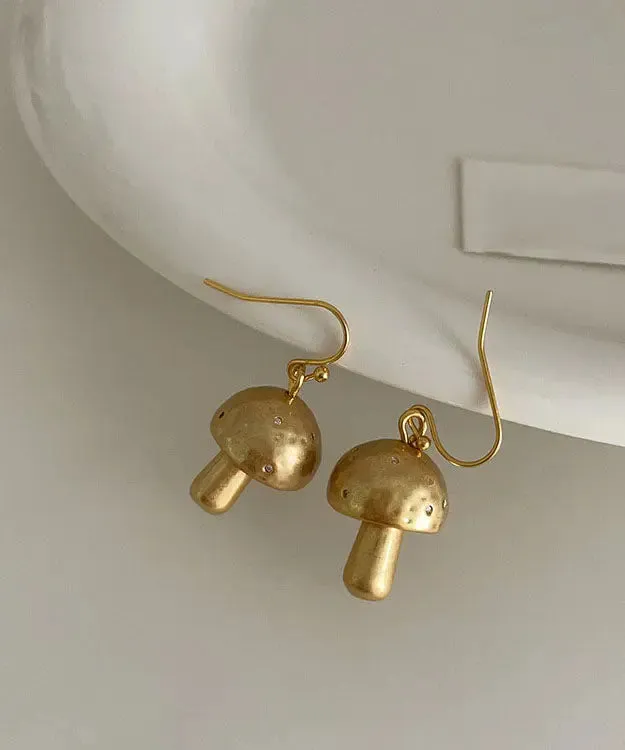 Boho Silk Sterling Silver Overgild Mushroom Drop Earrings ML0340