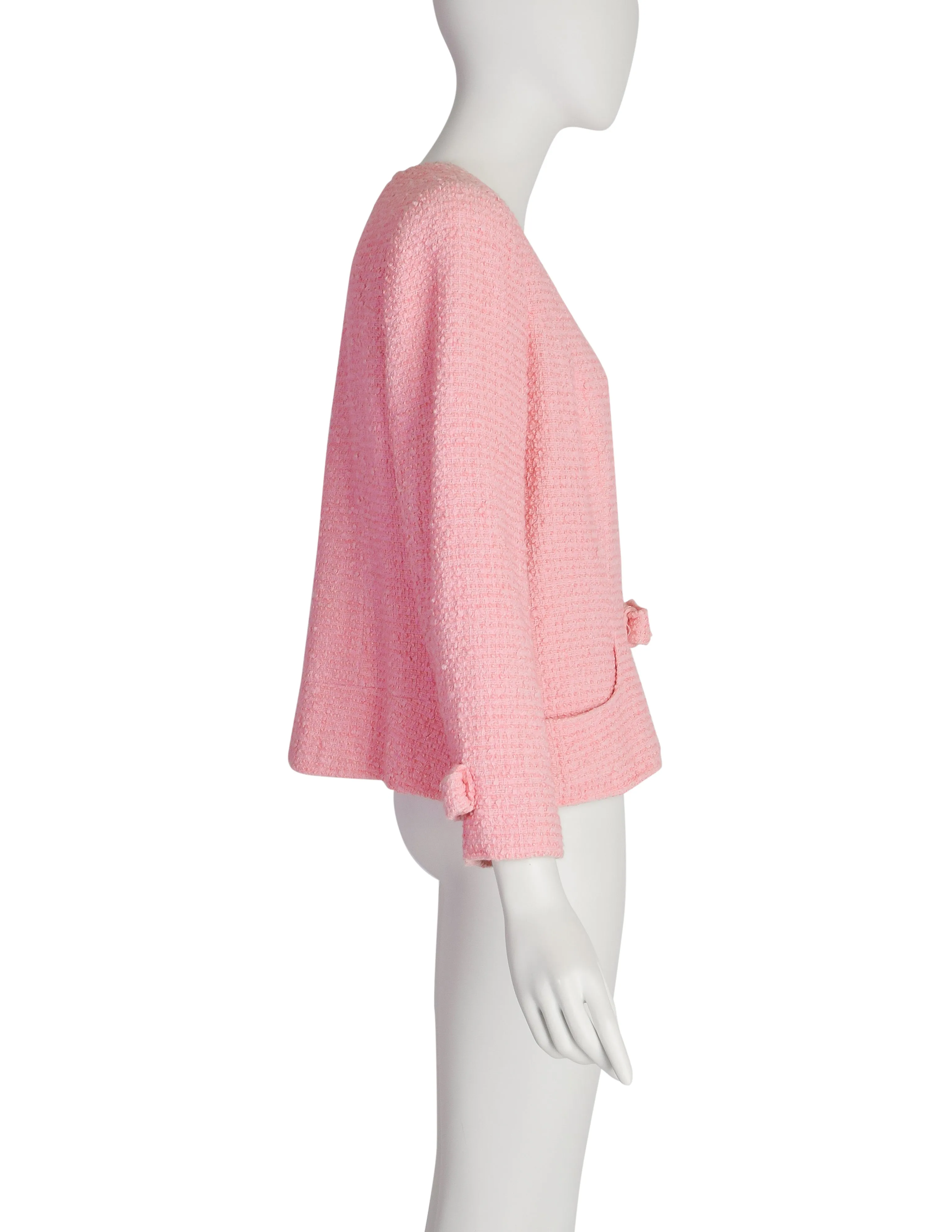 Chanel Vintage 2004 Cruise 'COCO' Baby Pink Cotton Boucle Blazer Jacket