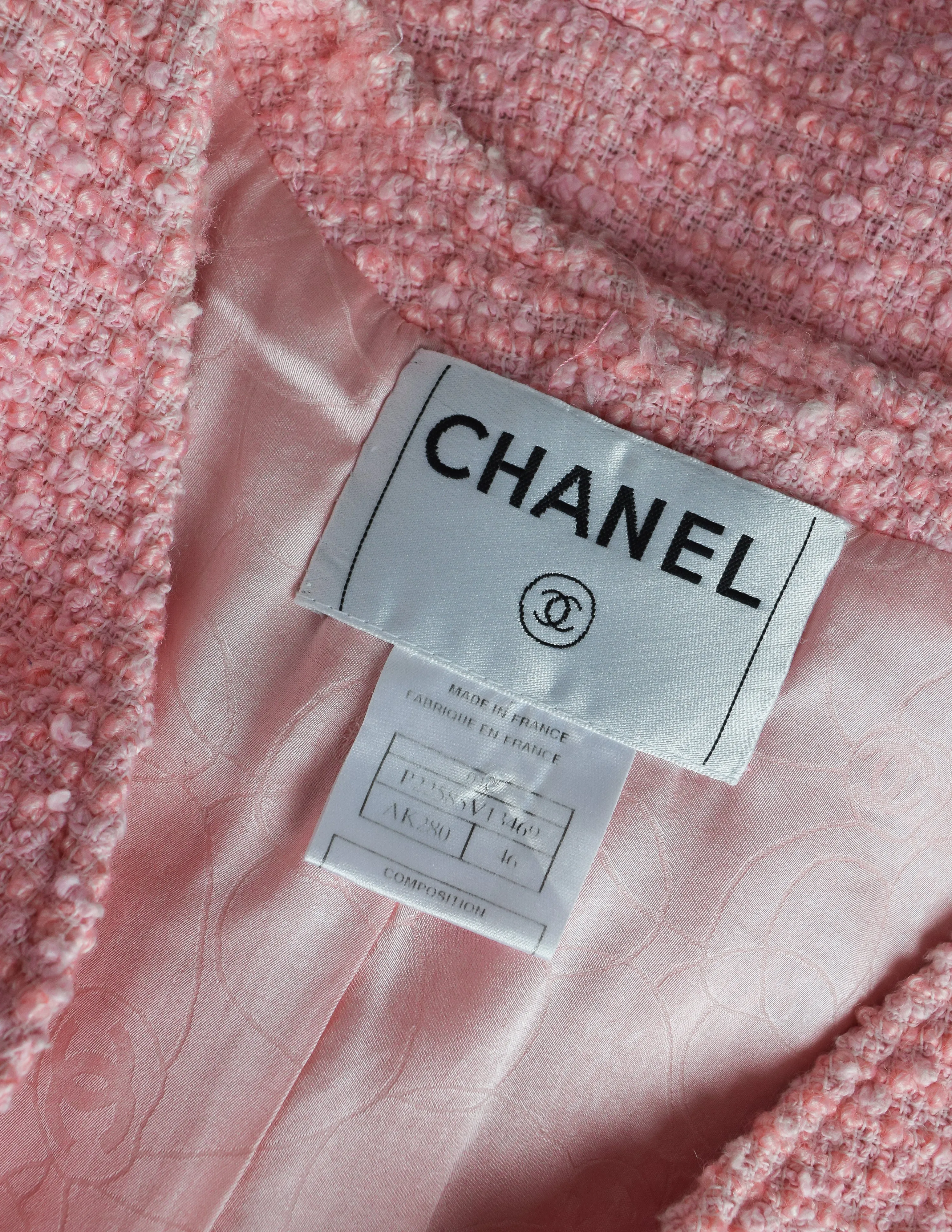 Chanel Vintage 2004 Cruise 'COCO' Baby Pink Cotton Boucle Blazer Jacket