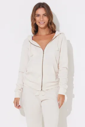 Coconut White Burnout Zip Hoodie w/ Wrap Cords