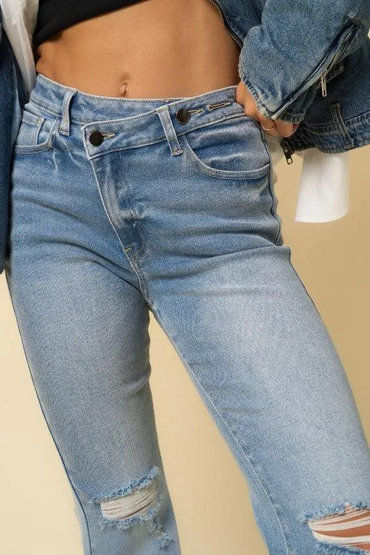 Crossover Wide Leg Jeans