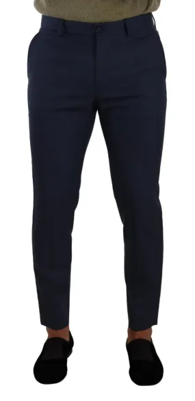 Dolce & Gabbana Elegant Dark Blue Slim-Fit Dress Pants