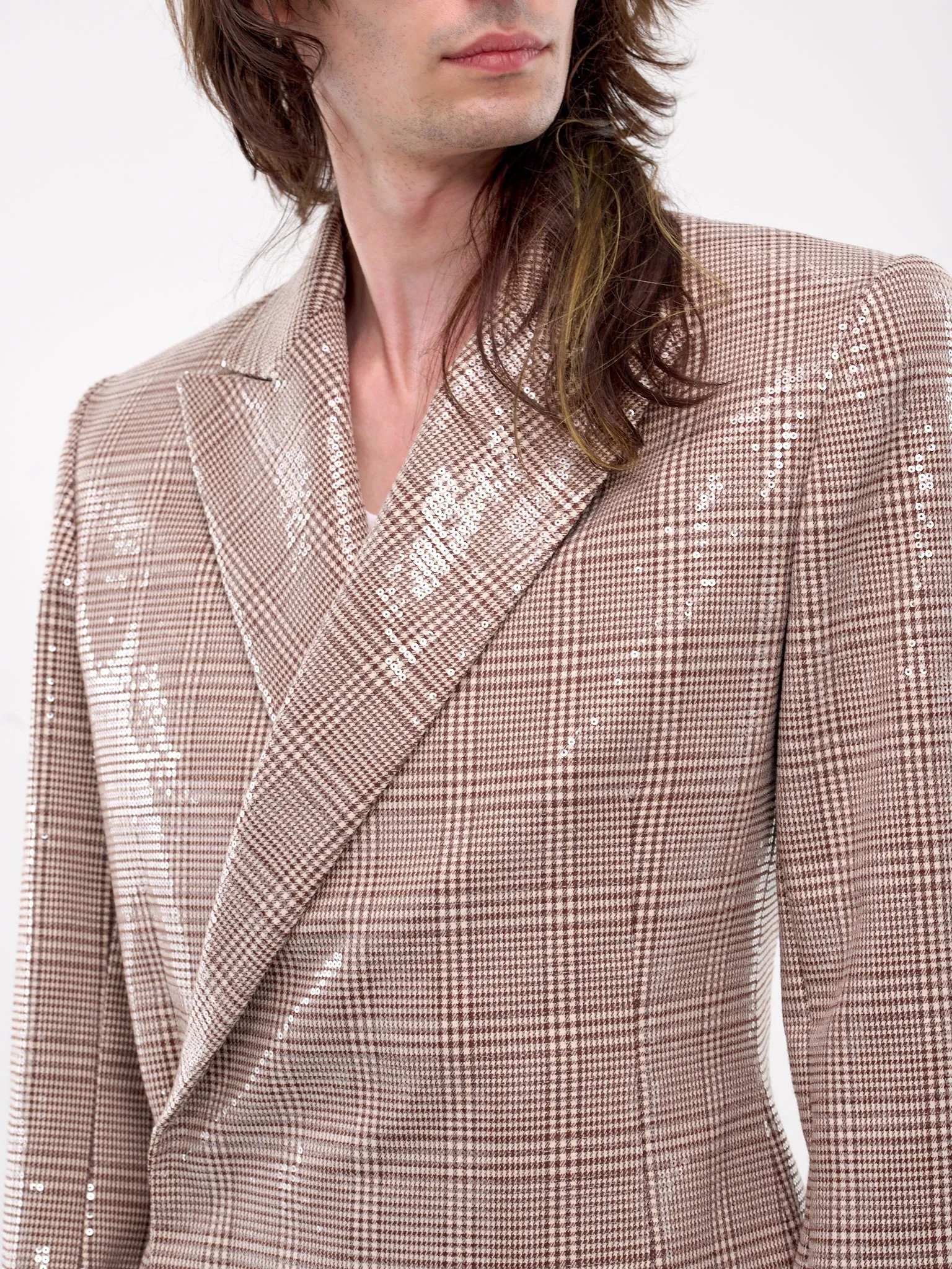 Egonic Double-Breasted Sequin Jacket (BL-005-A-PRINCE-OF-WALES-SEQUI)