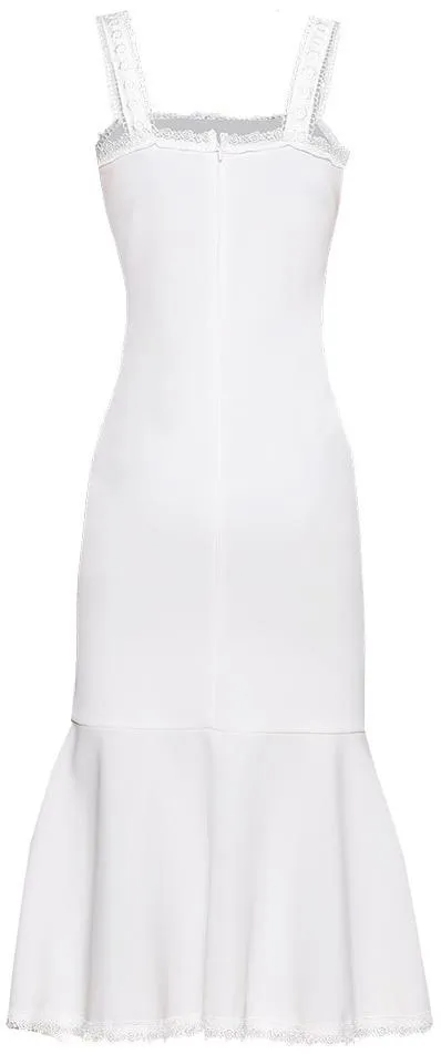 Embroidered Flared Midi Dress - Black or White