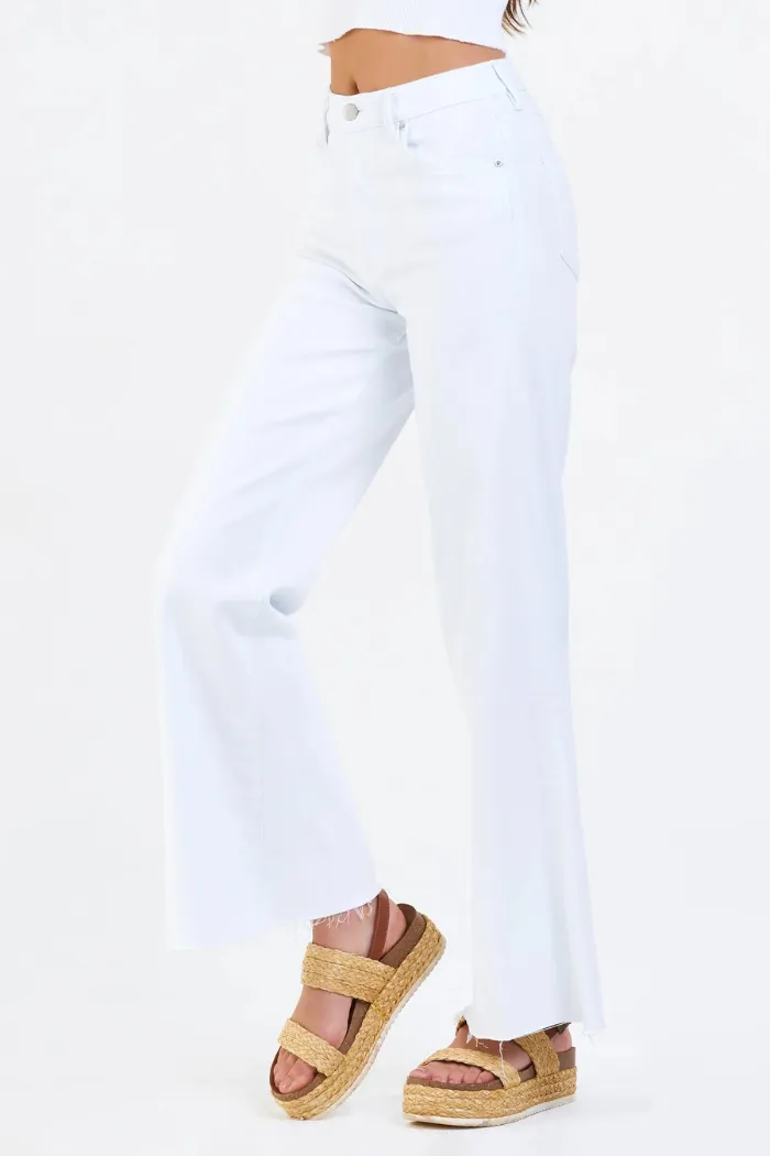 Fiona Super High Rise Wide Leg Jeans - White