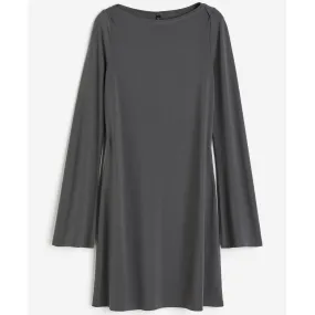 H&M Jersey With A Boat Neckline Dress, dark gray