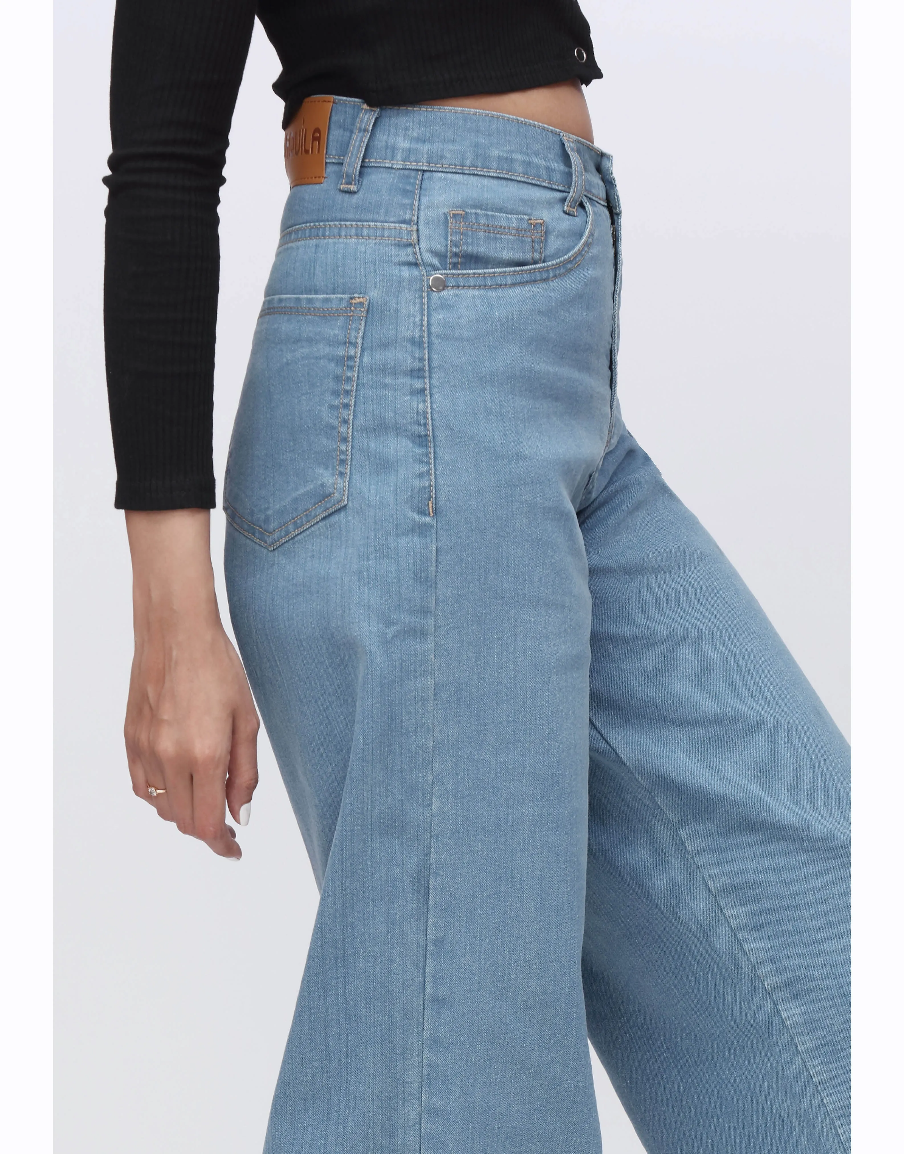 High Rise Wide Leg Jeans Medium Wash