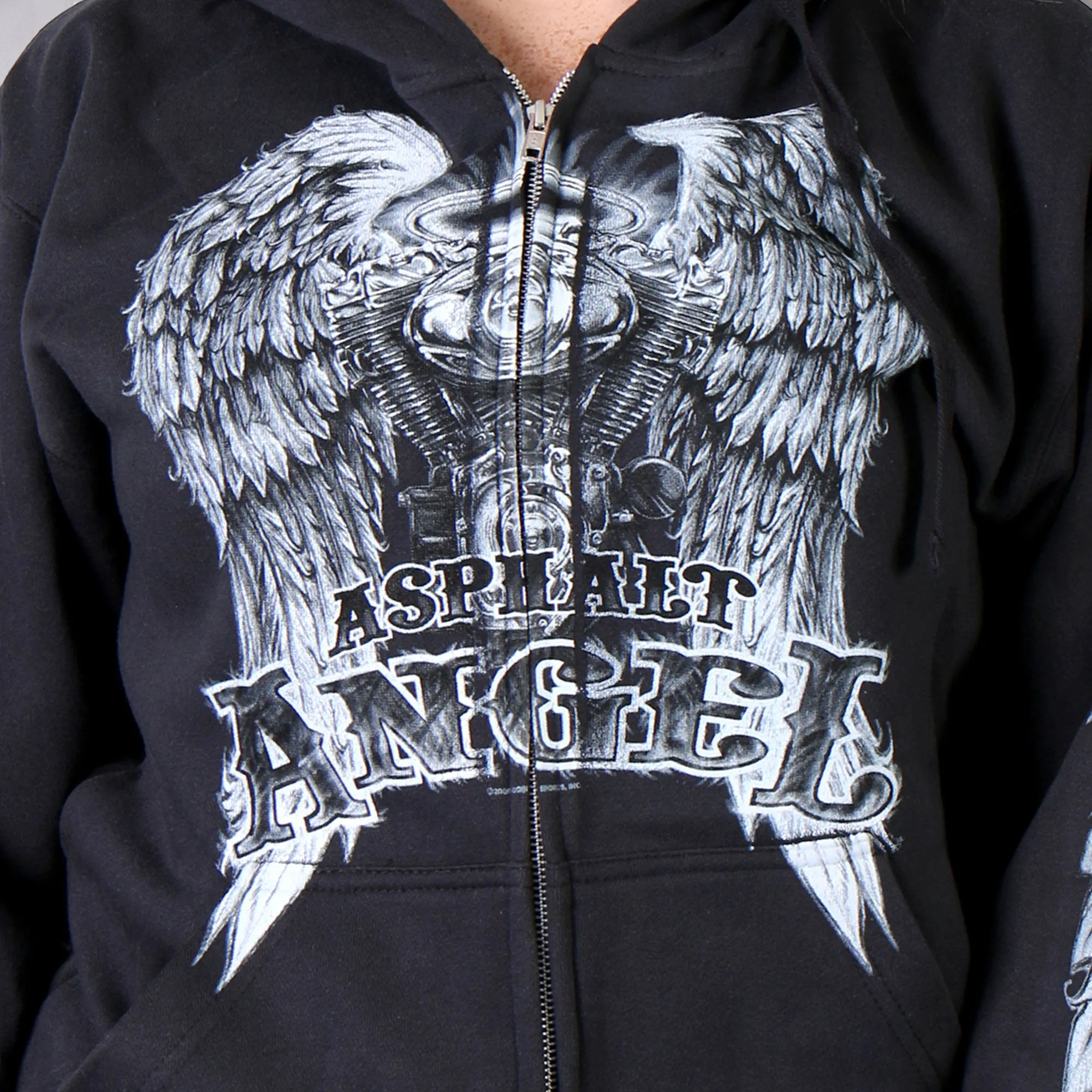 Hot Leathers GLZ4009 'Asphalt Angel' Ladies Black Zipper Hoodie