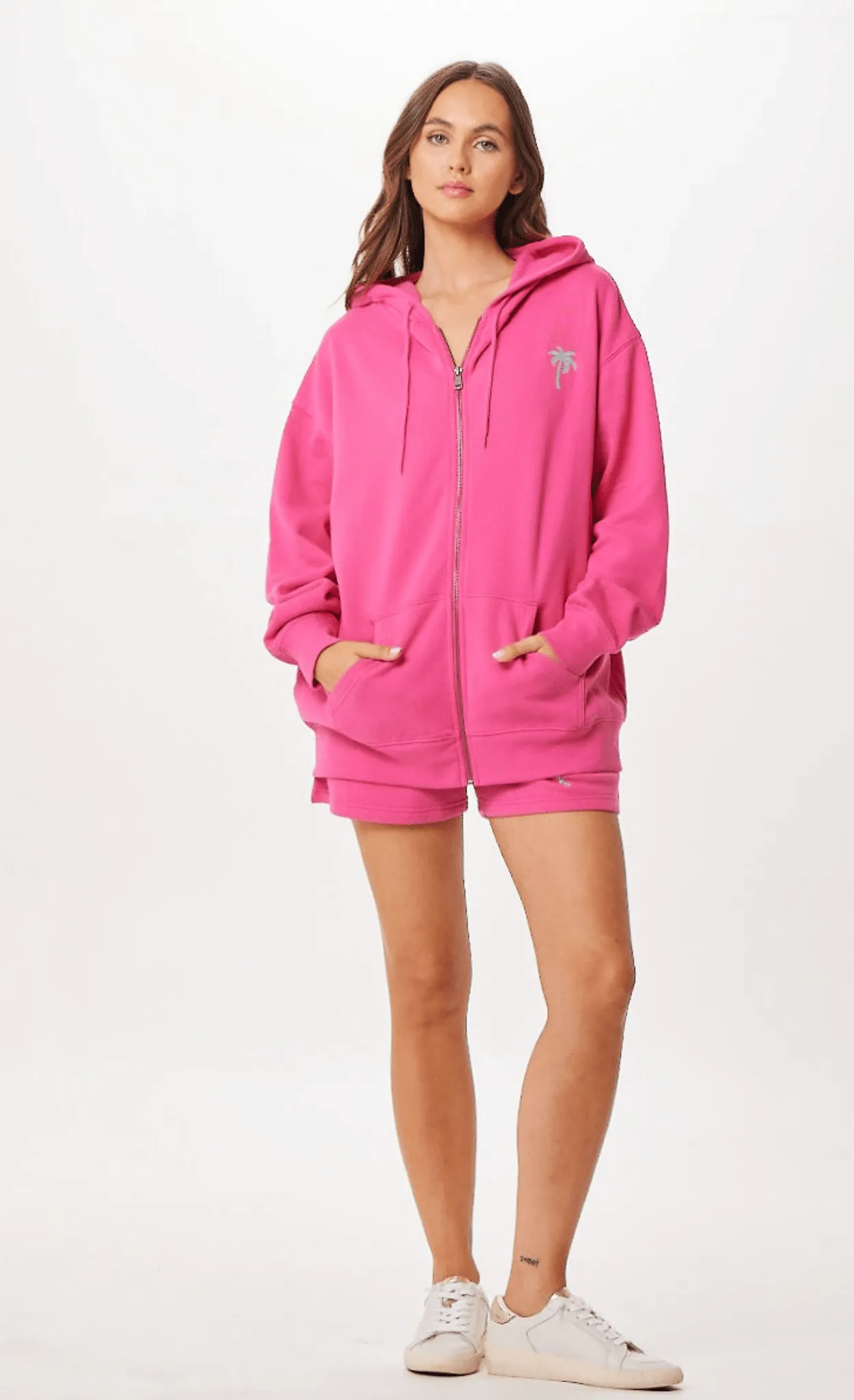 Hot Pink Palm Beach Jet Setter Surf Wash Zip Up