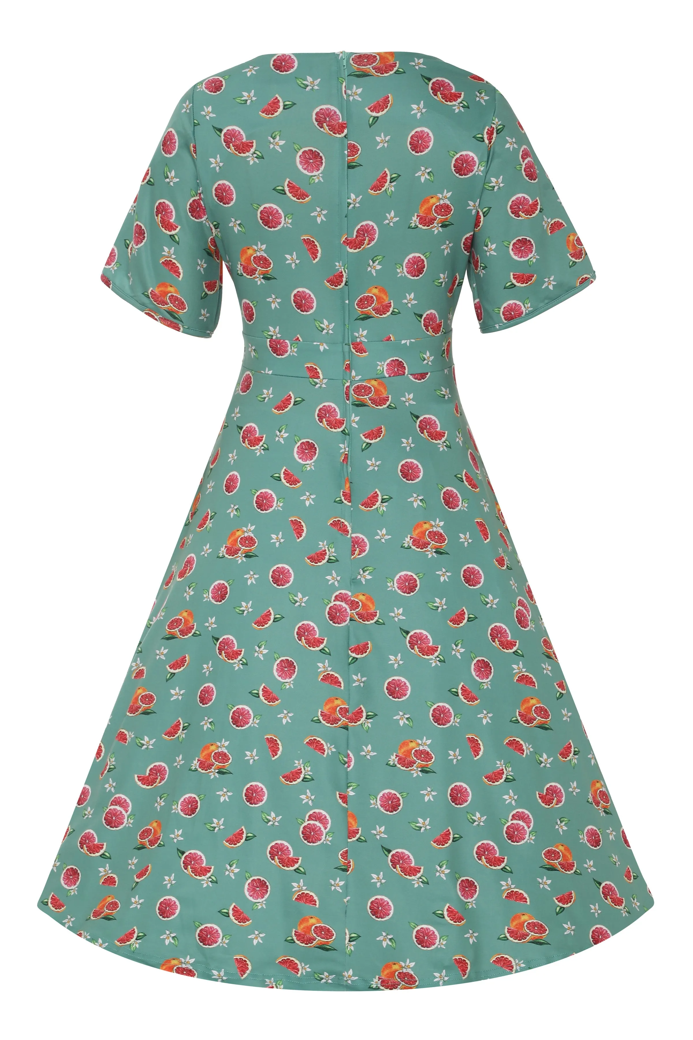 Janice Green Grapefruit Petal Sleeved Tea Dress