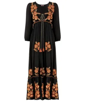 Joe Browns 8 Black Sensational Embroidered Boho Dress