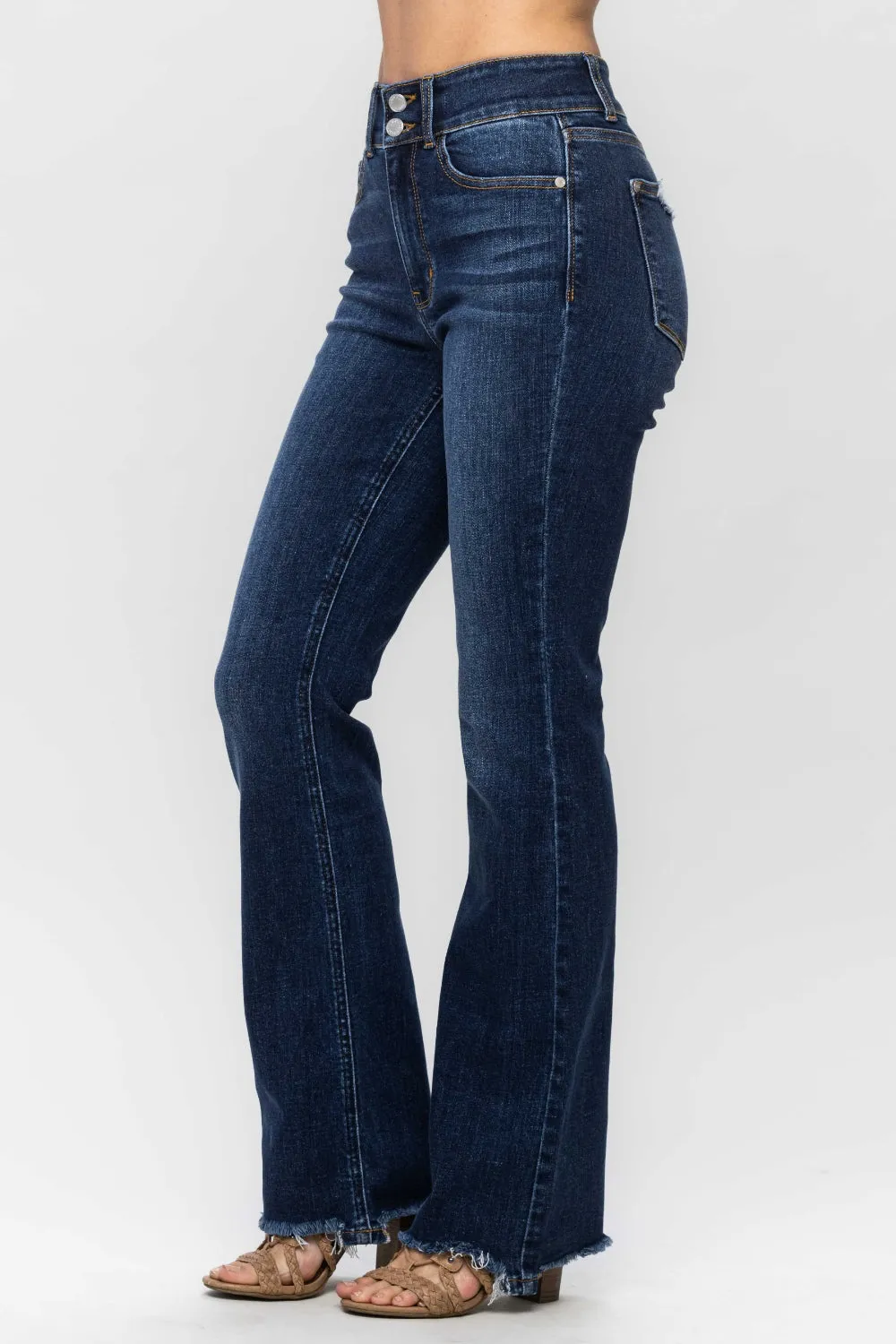 Judy Blue Frayed Hem Bootcut Jeans (Online Exclusive)