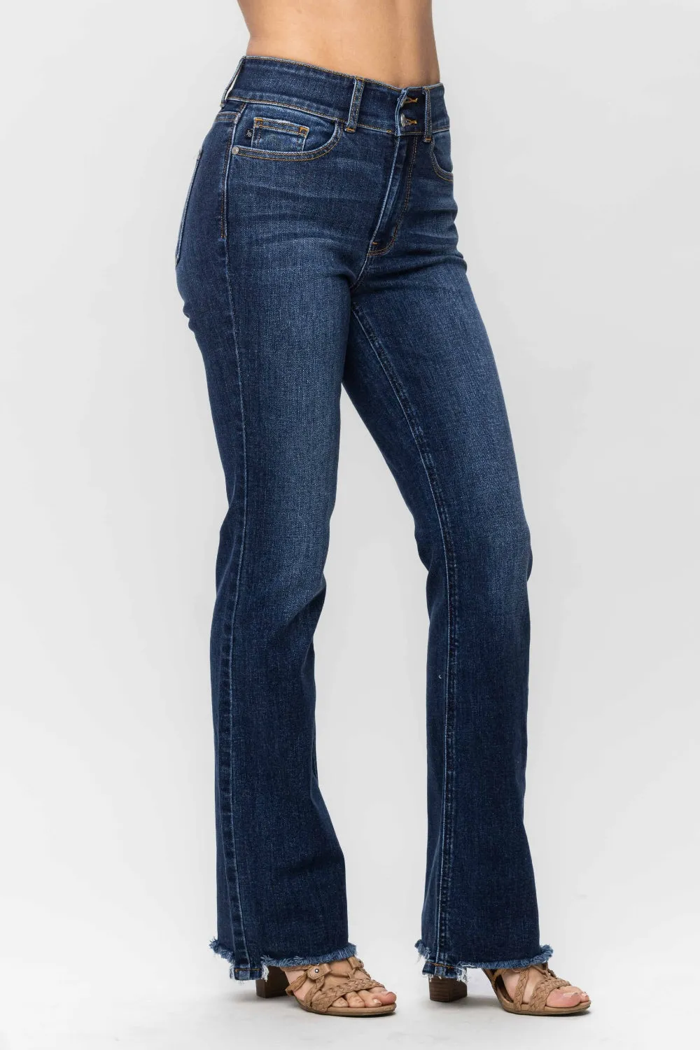 Judy Blue Frayed Hem Bootcut Jeans (Online Exclusive)