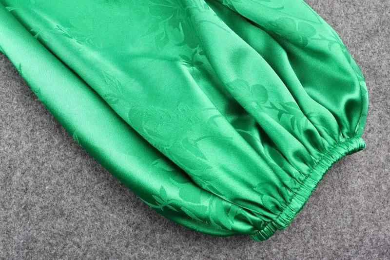 JuliaFashion - 2024 Sexy Lantern Sleeve Green Mini Dress