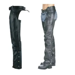 Leather Motorcycle Chaps w/Jean Style Pockets