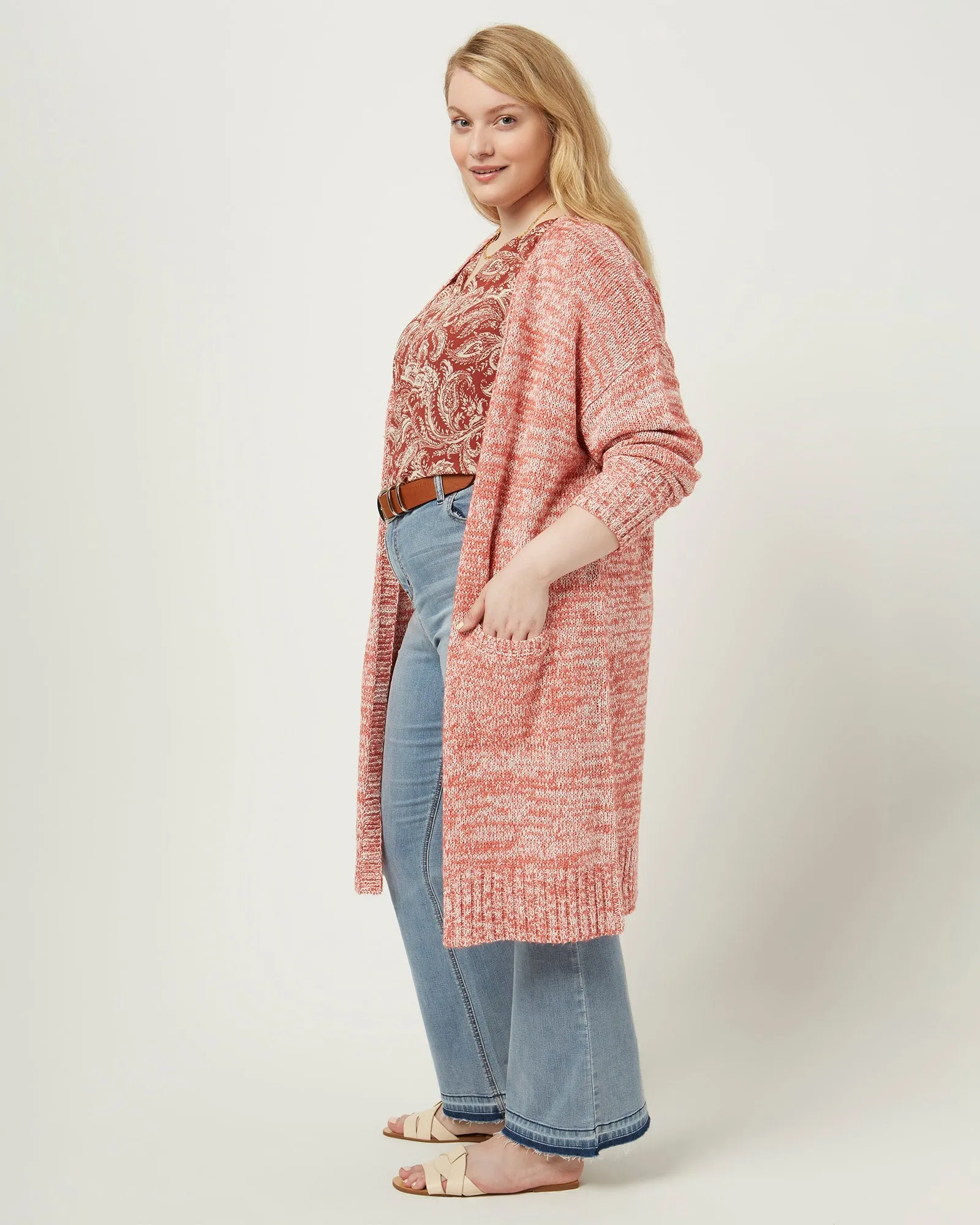 Maren Open-Front Cardigan | Coral