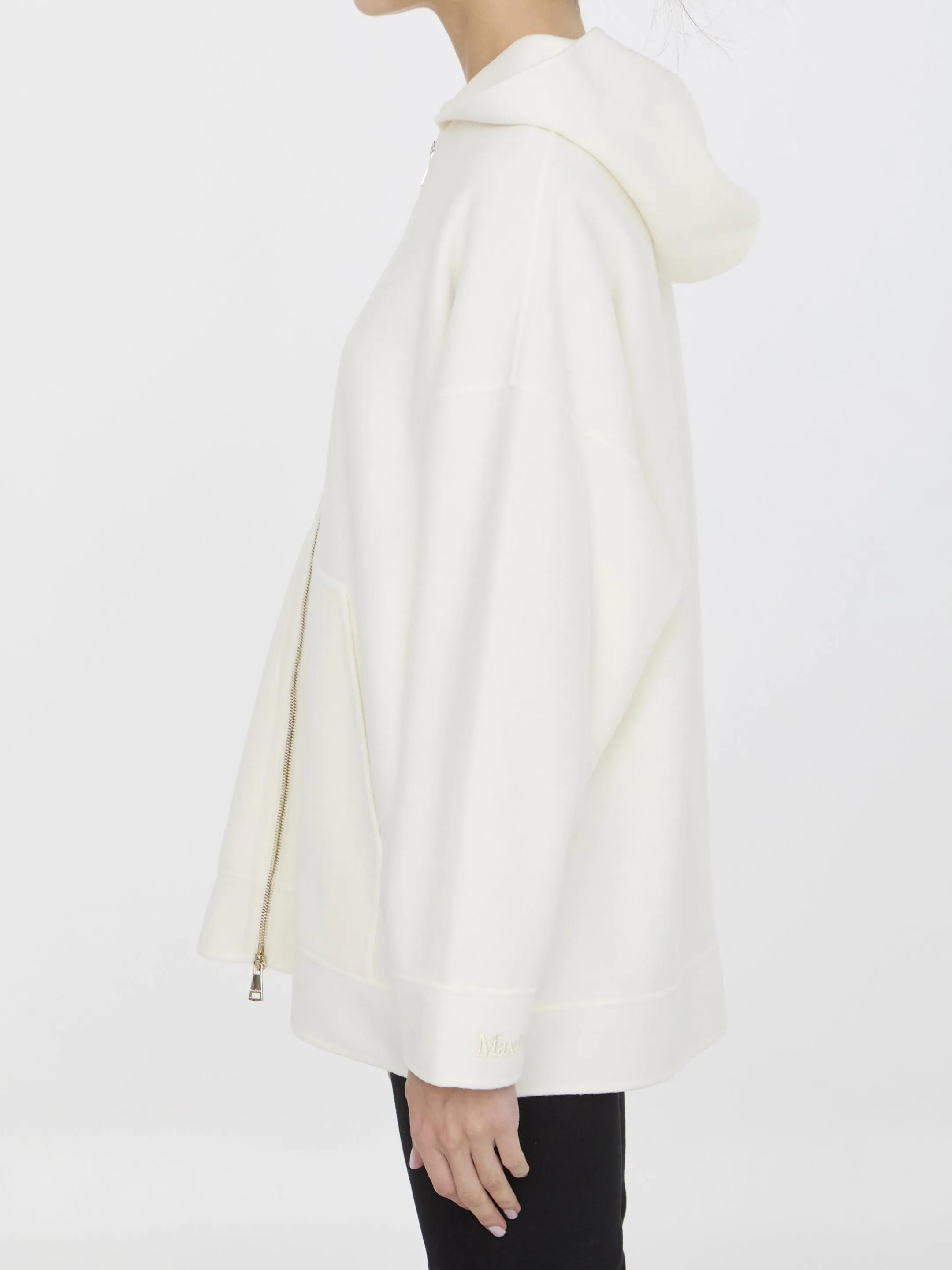 Max Mara Saio Zip-up Hoodie In White Wool