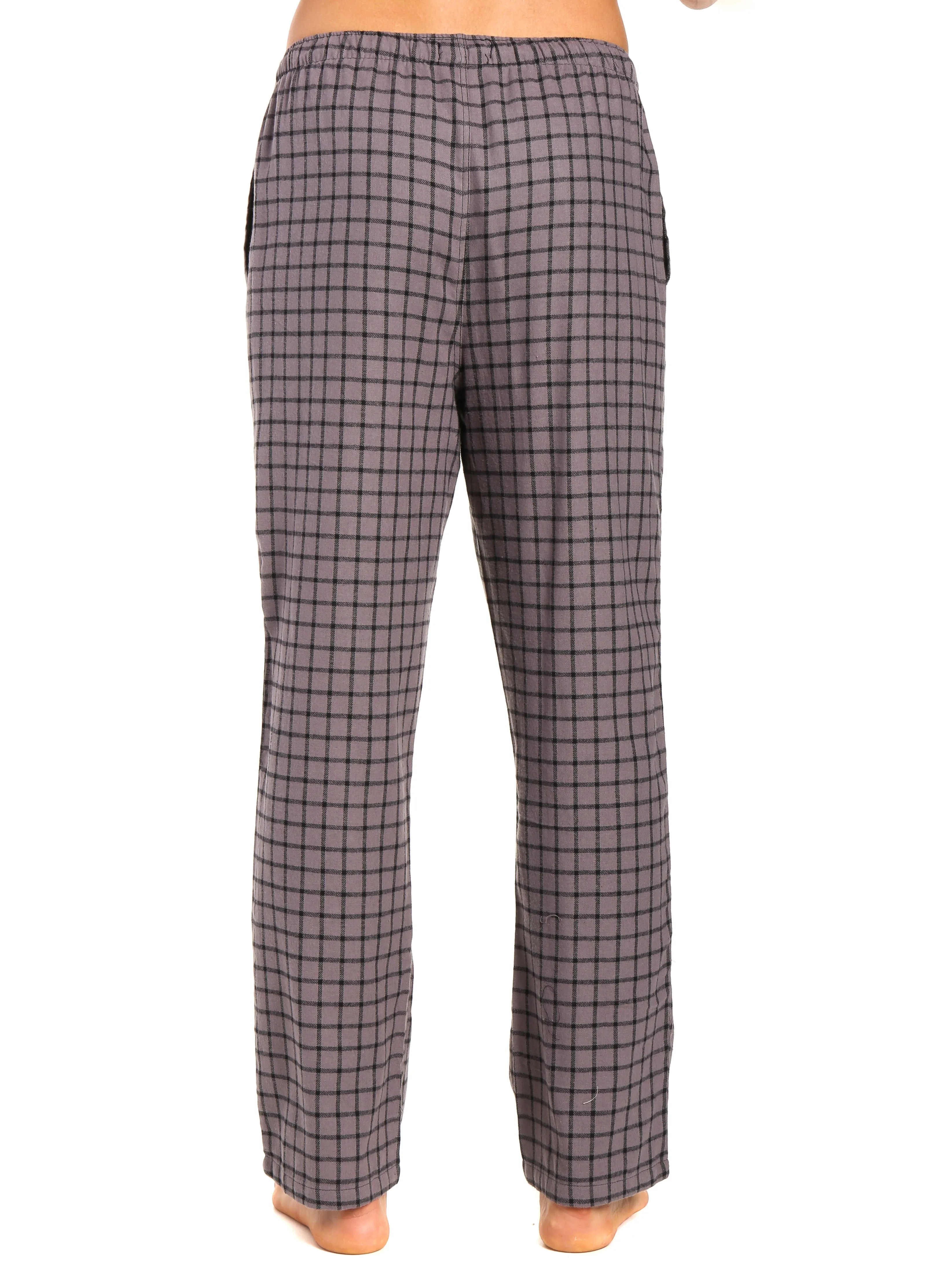 Men's 100% Cotton Flannel Lounge Pants - Checks Charcoal-Black