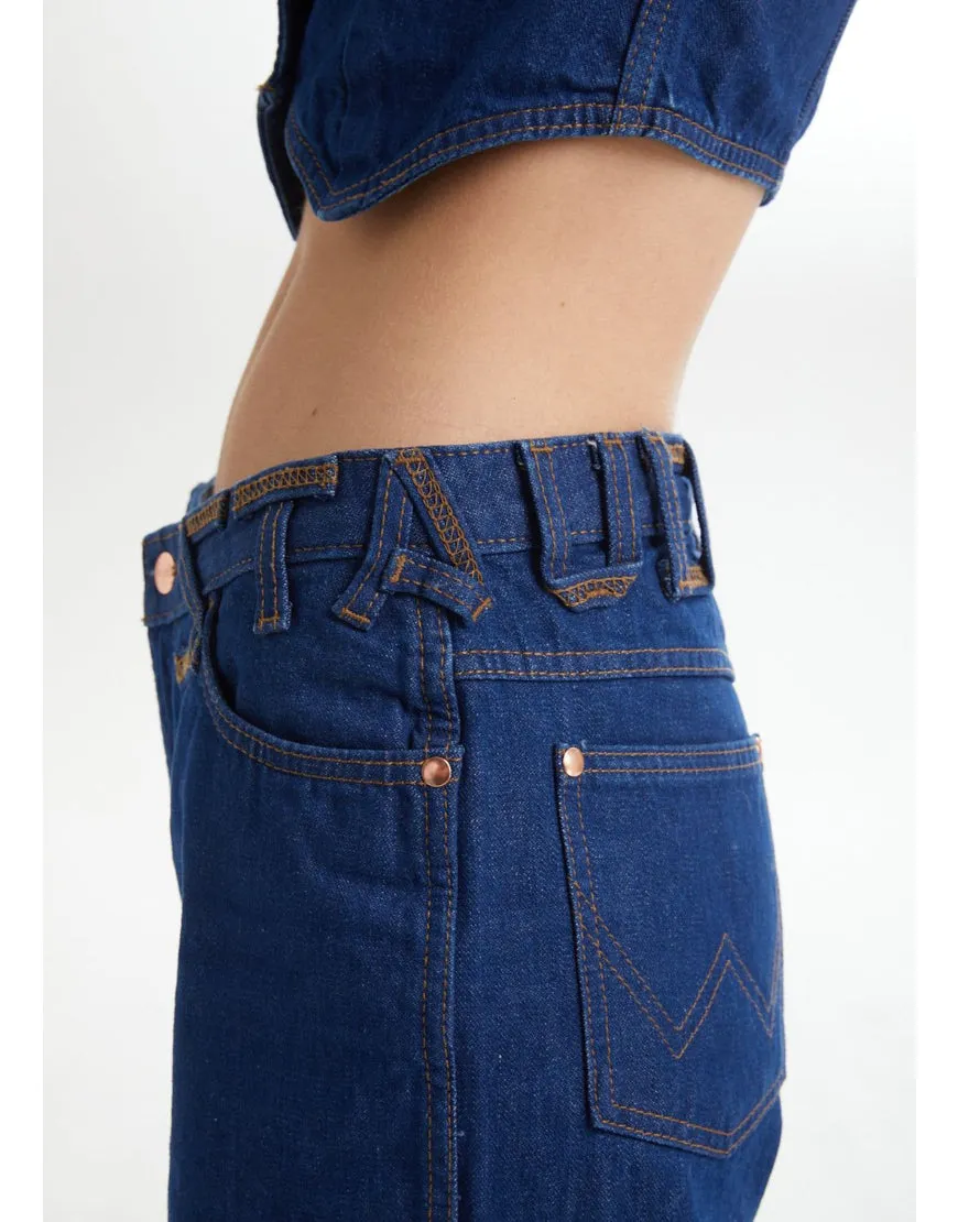 Mid Rise Wide Leg Jeans in Dark Blue