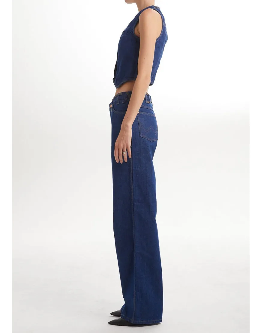 Mid Rise Wide Leg Jeans in Dark Blue