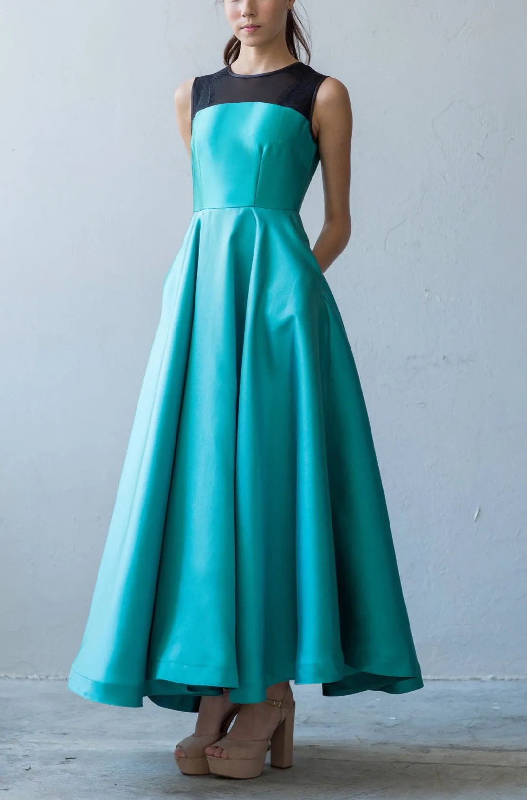 Mila A-line gown in aqua