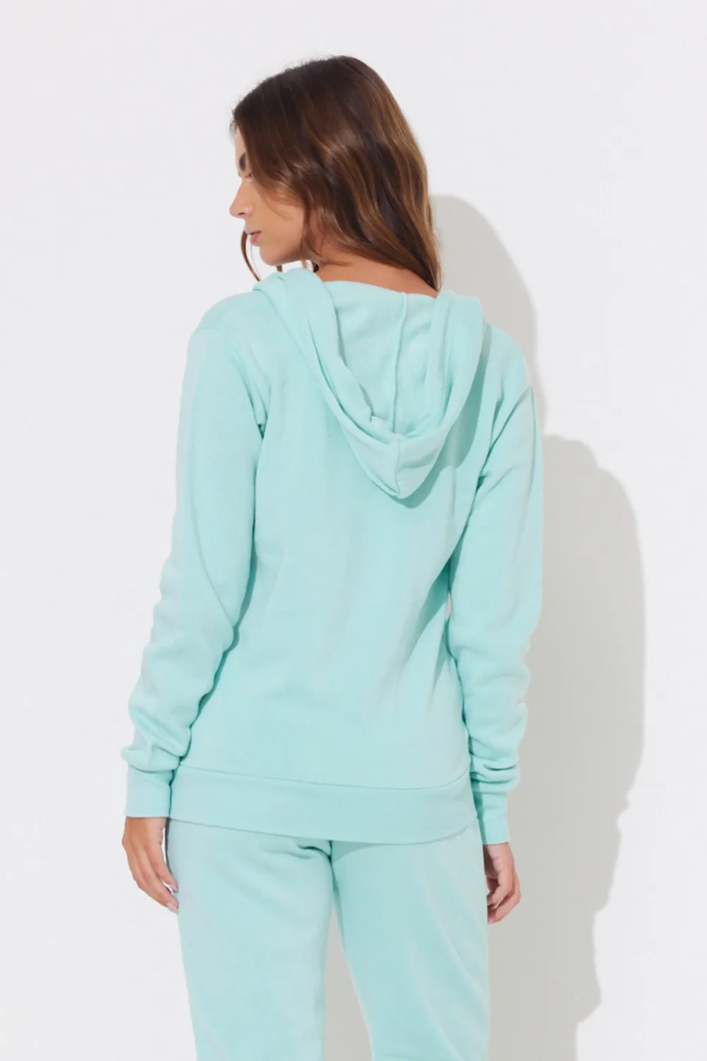 Minty Bay Burnout Zip Hoodie w/ Wrap Cords