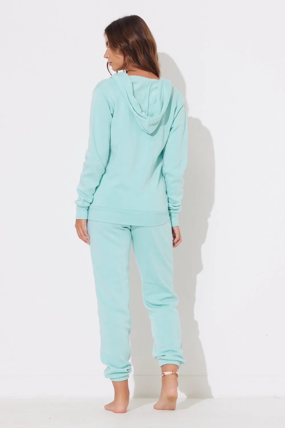 Minty Bay Burnout Zip Hoodie w/ Wrap Cords