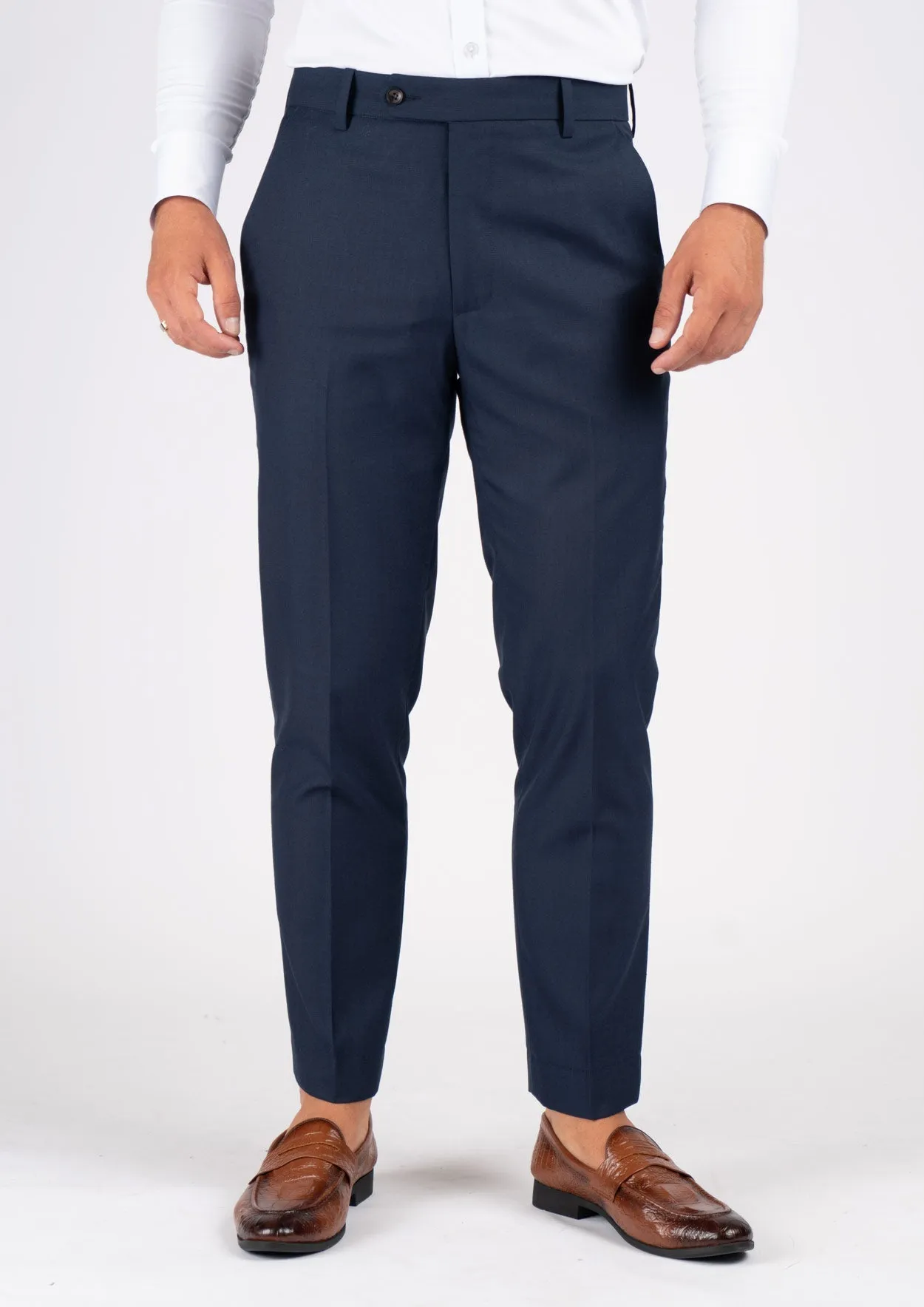 Navy Sharkskin Pants