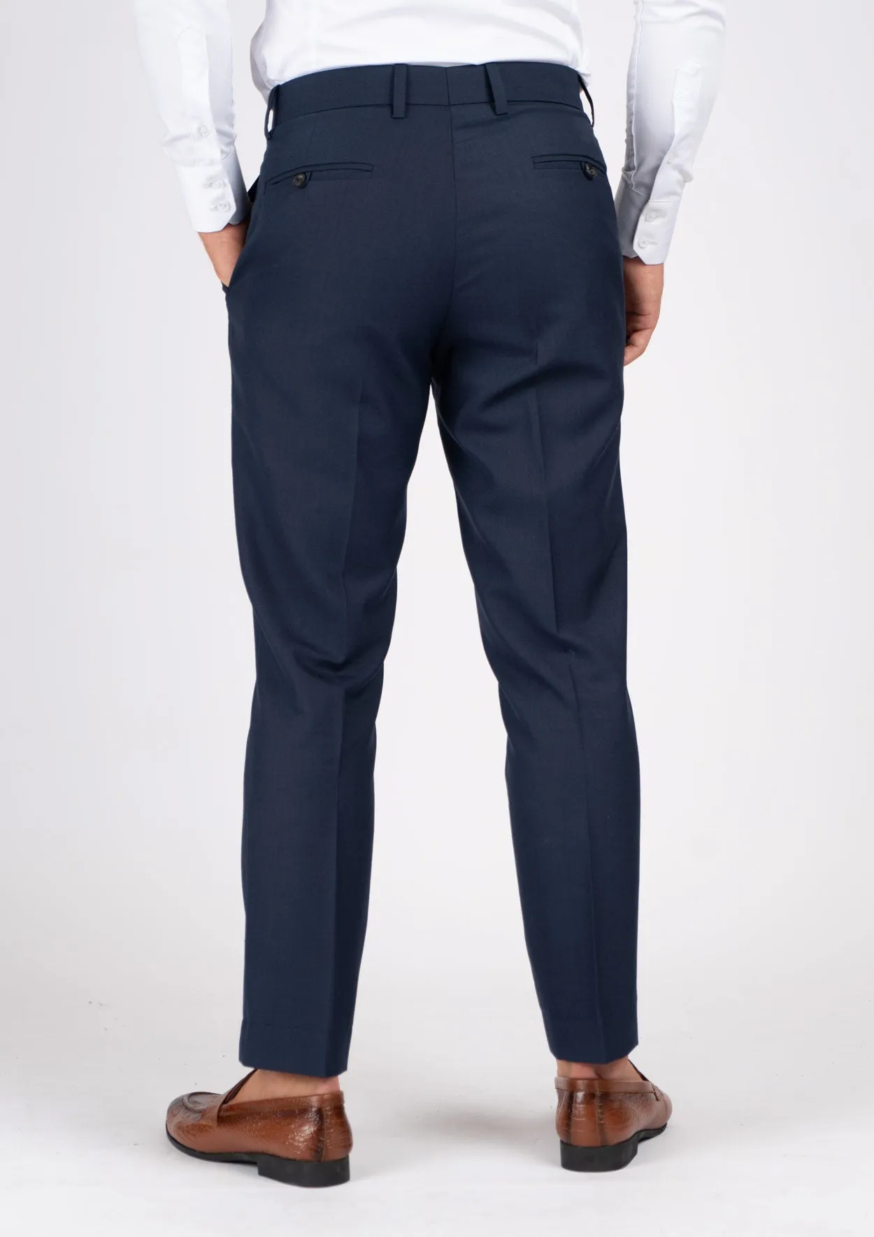 Navy Sharkskin Pants