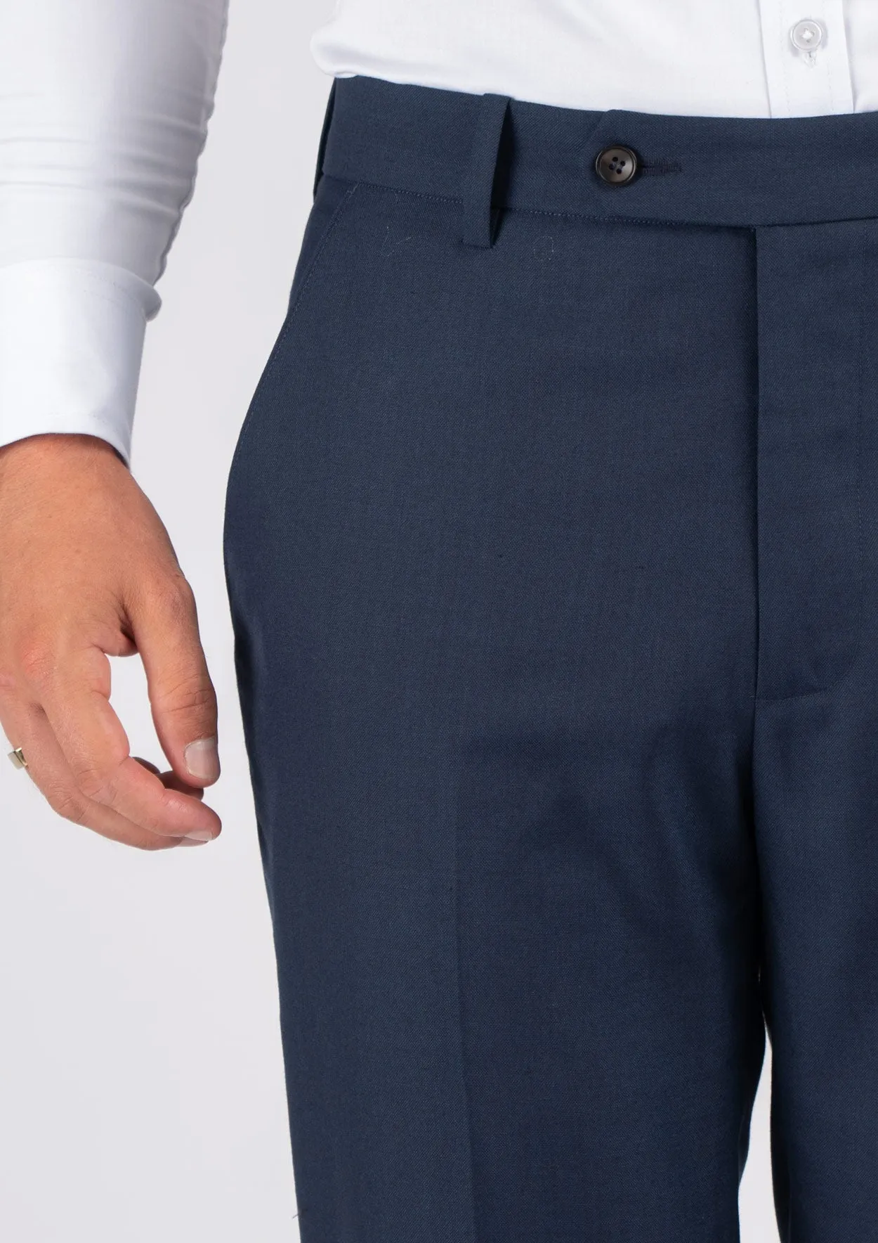 Navy Sharkskin Pants