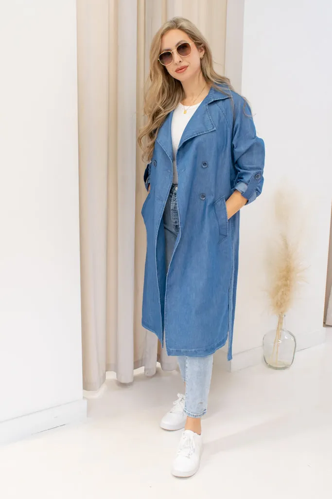 NEW GALE DENIM TRENCH COAT (LIGHT)