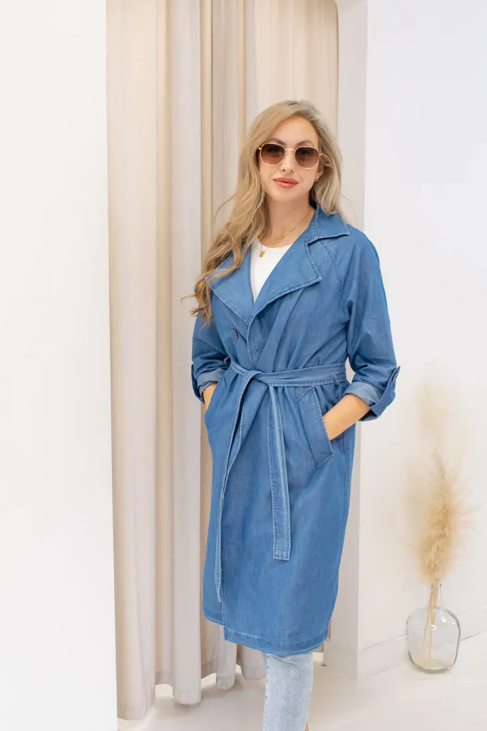 NEW GALE DENIM TRENCH COAT (LIGHT)