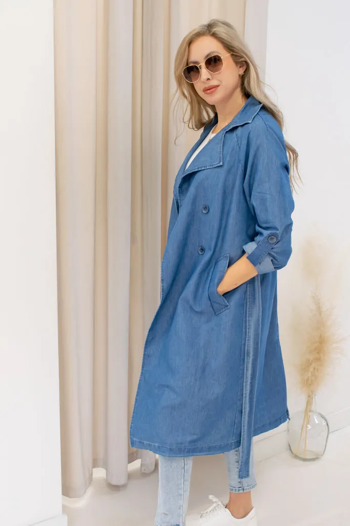 NEW GALE DENIM TRENCH COAT (LIGHT)