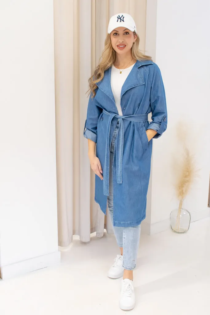 NEW GALE DENIM TRENCH COAT (LIGHT)