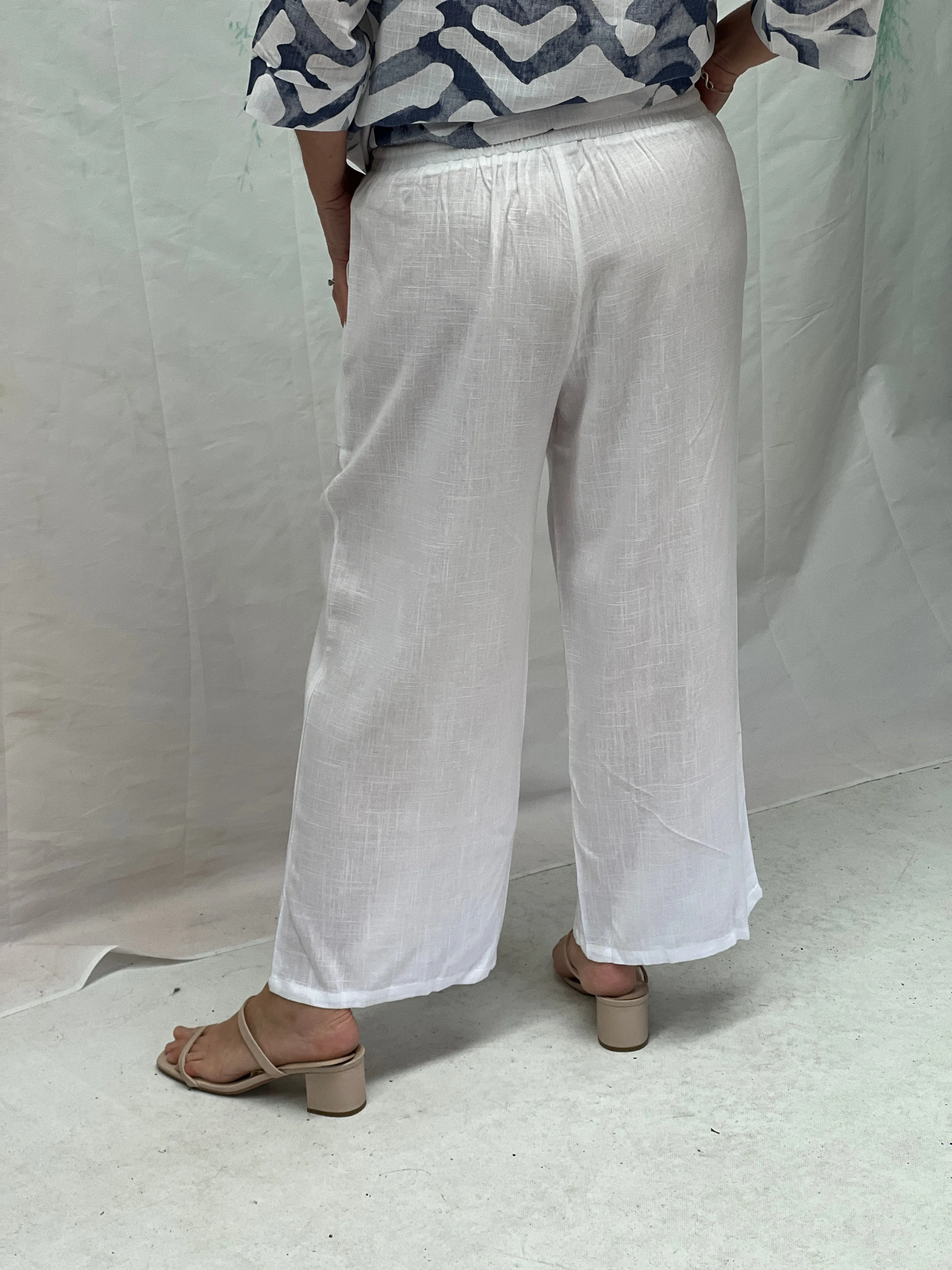 Niylah White Linen Pants