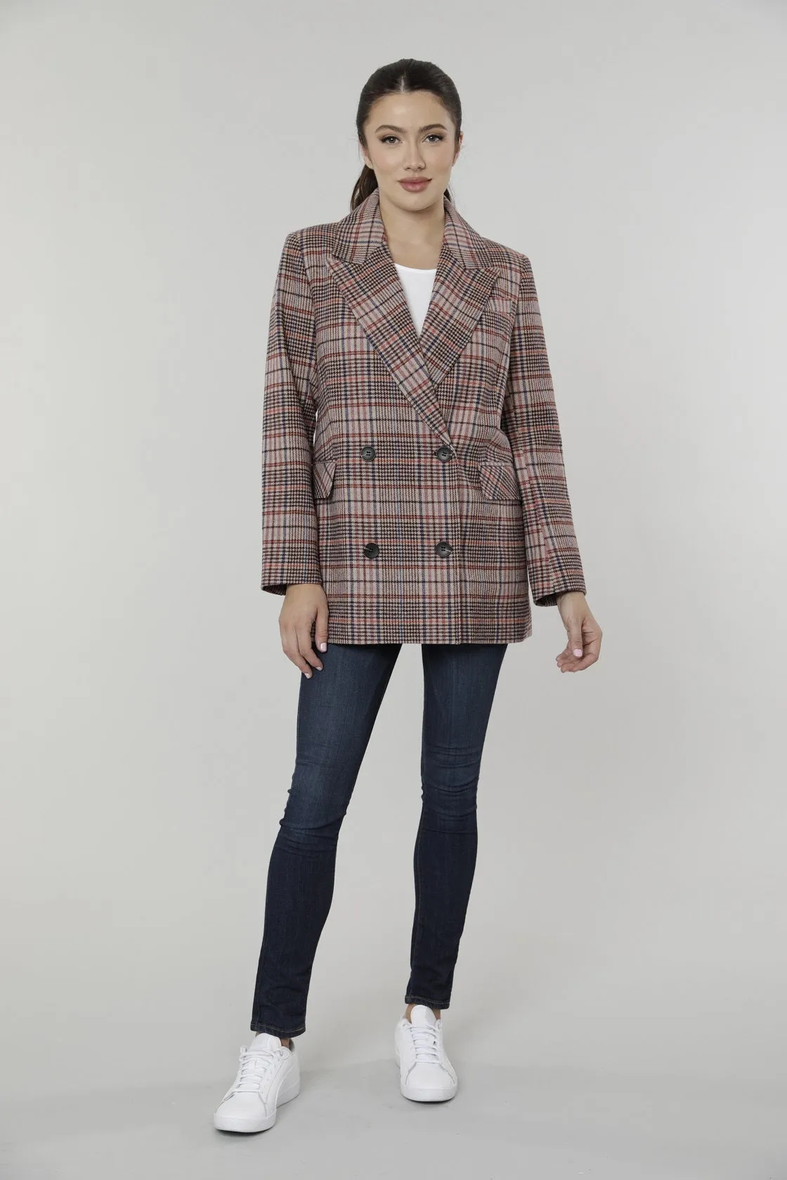 Oversized Plaid Double Breasted Blazer