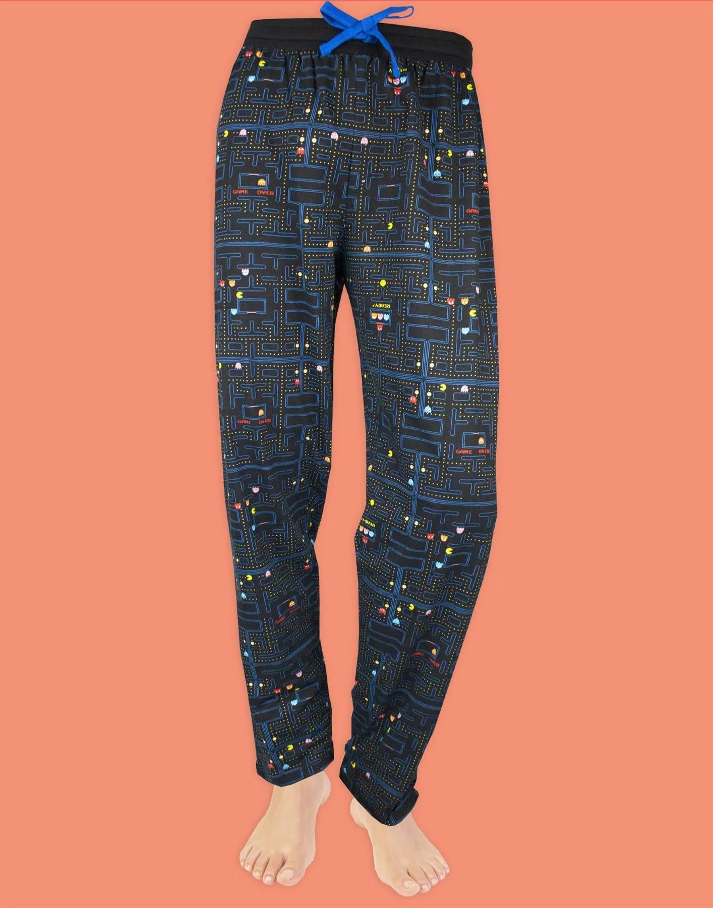 Pacman Classic Action Men's Black Cuffed Lounge Pants