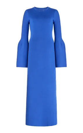 Palanco Knit Midi Dress in Sapphire Merino Wool Cashmere