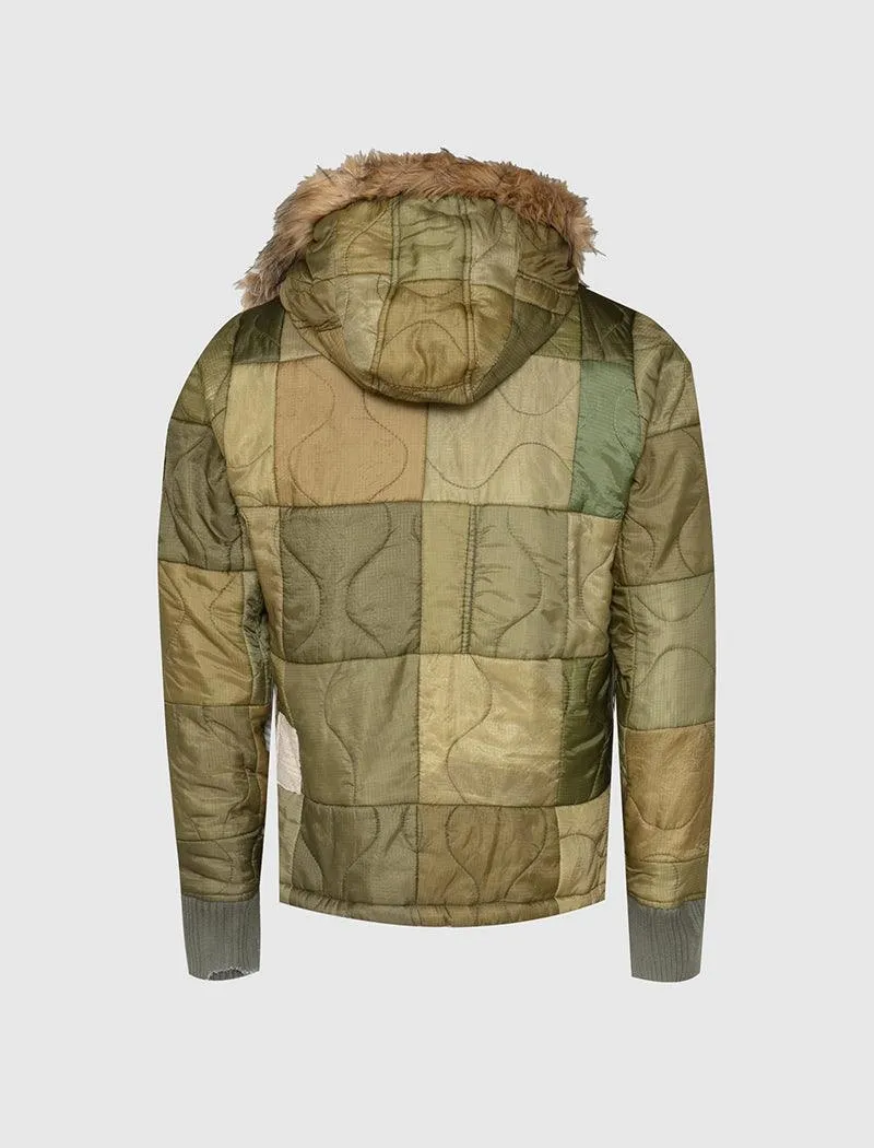 PATCHWORK RETRO PUFFY JACKET