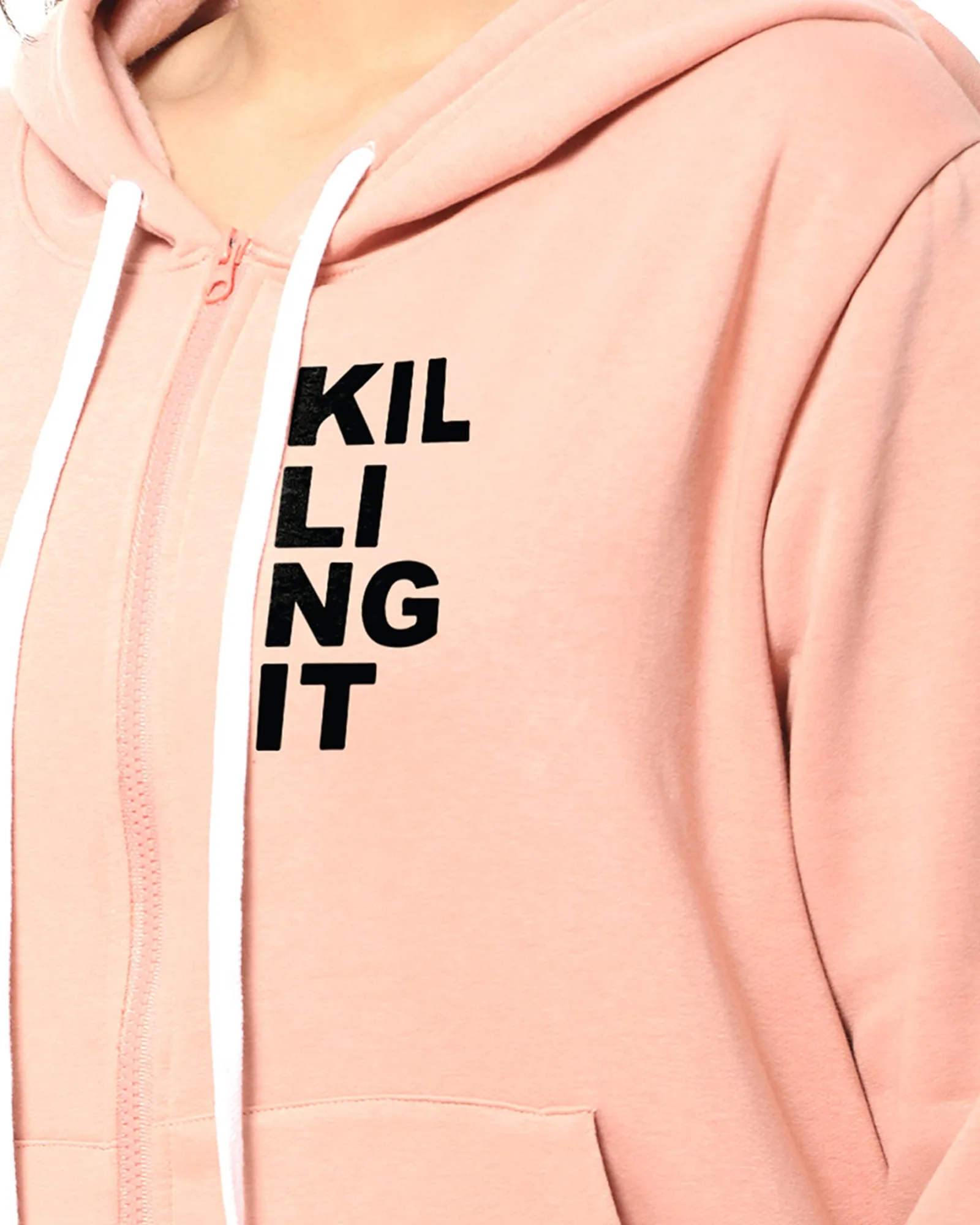 Peach "Killing It" Front Zipper Sweatshirt | Peach