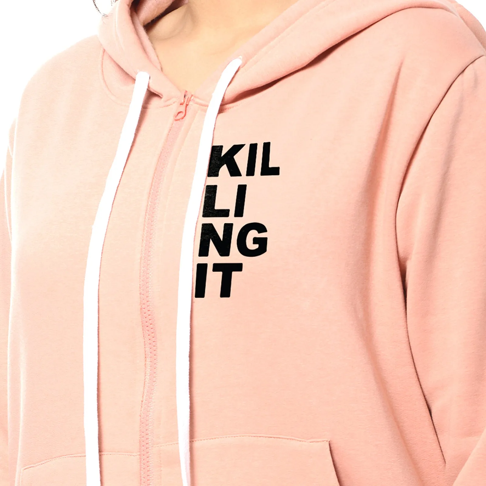 Peach "Killing It" Front Zipper Sweatshirt | Peach