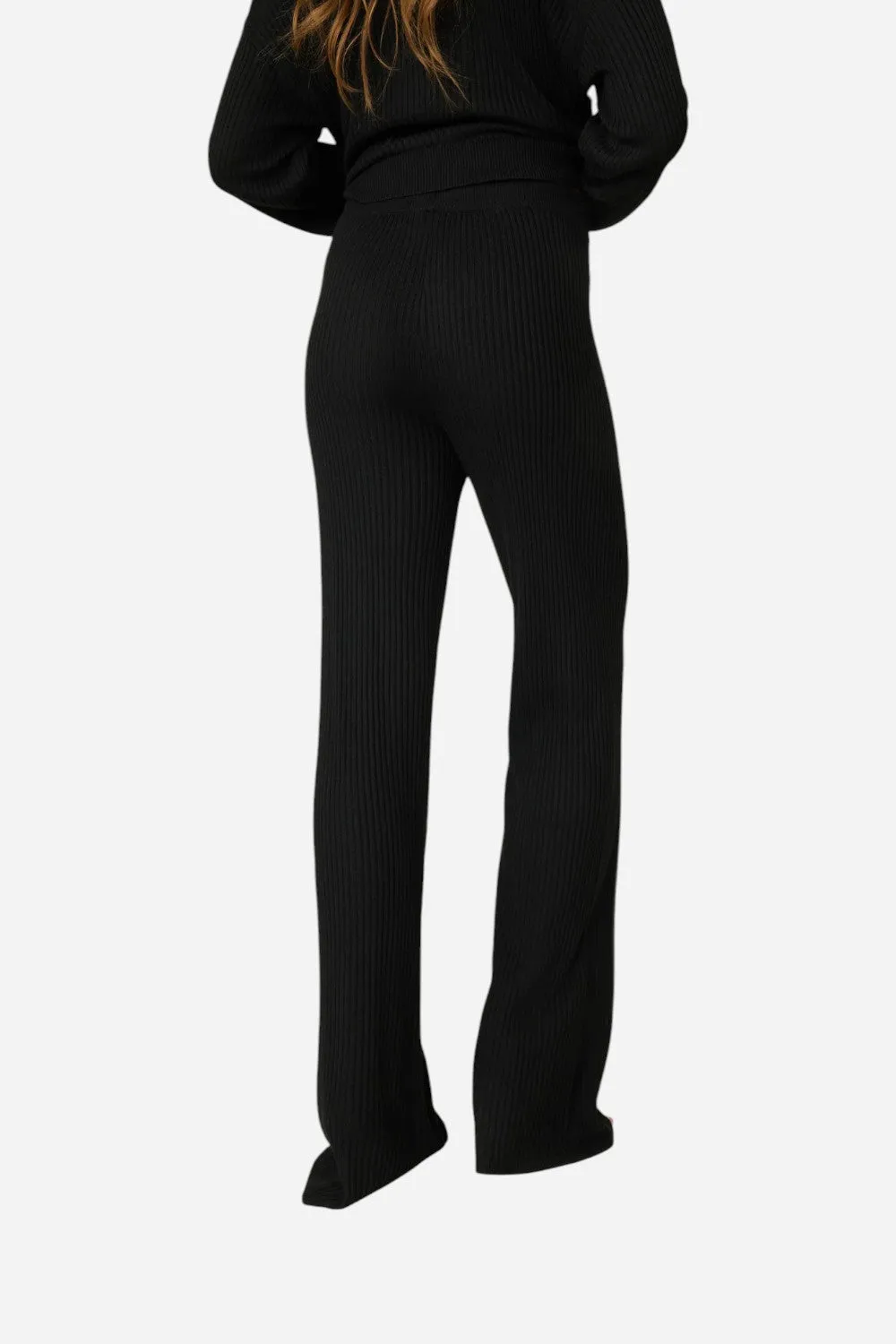 PJ Salvage Jet Set Luxe Ribbed Lounge Pant in Black