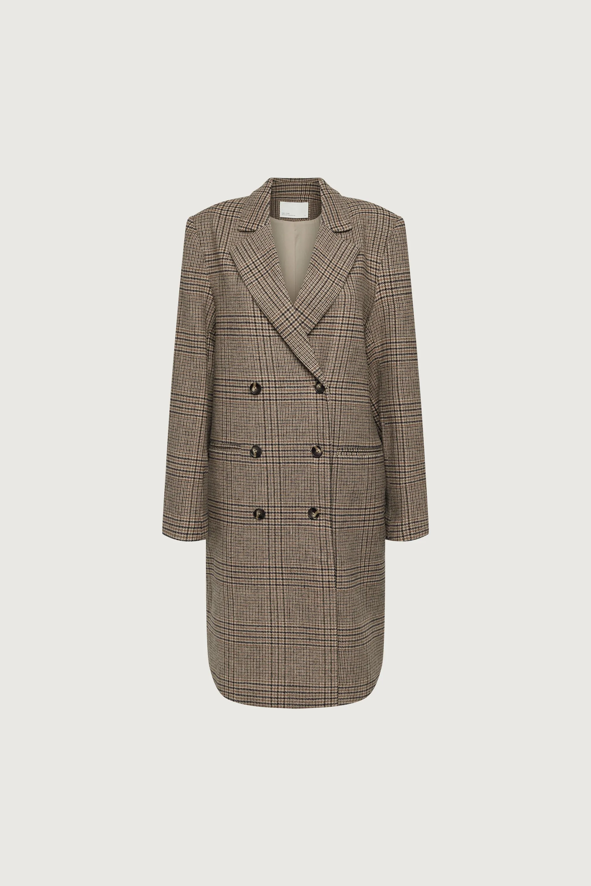 PLAID WOOL BLEND DOUBLE-BREASTED COAT