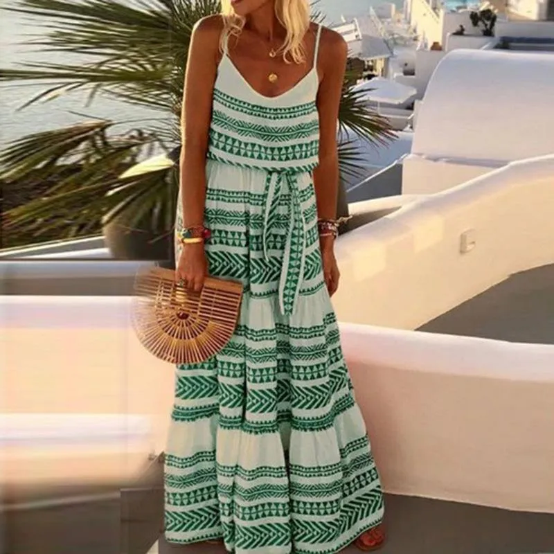 Plus Szie Bohemia V-neck Beach Maxi Dresses